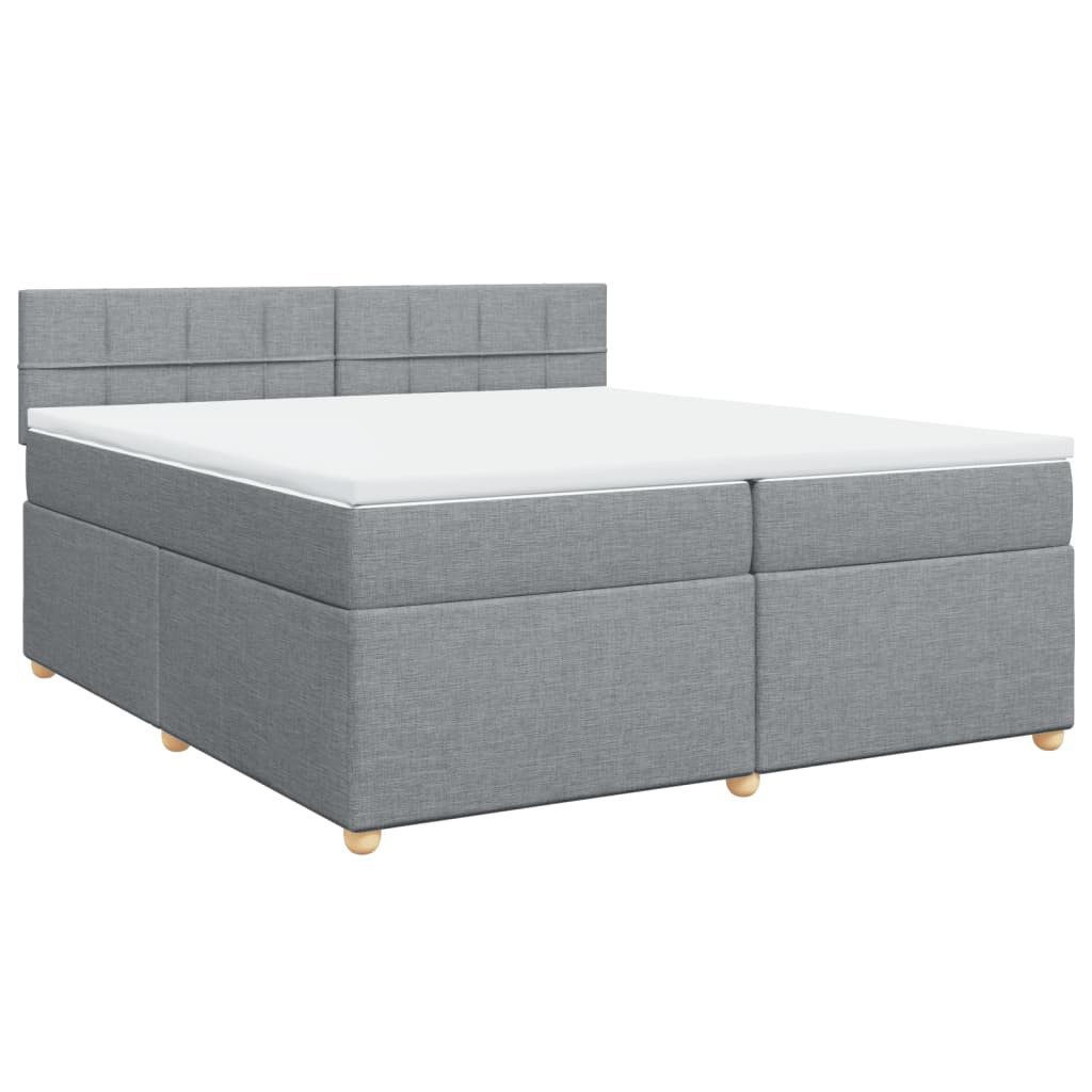 Bett Boxspringbett mit Matratze Hellgrau 200x200 cm Stoff