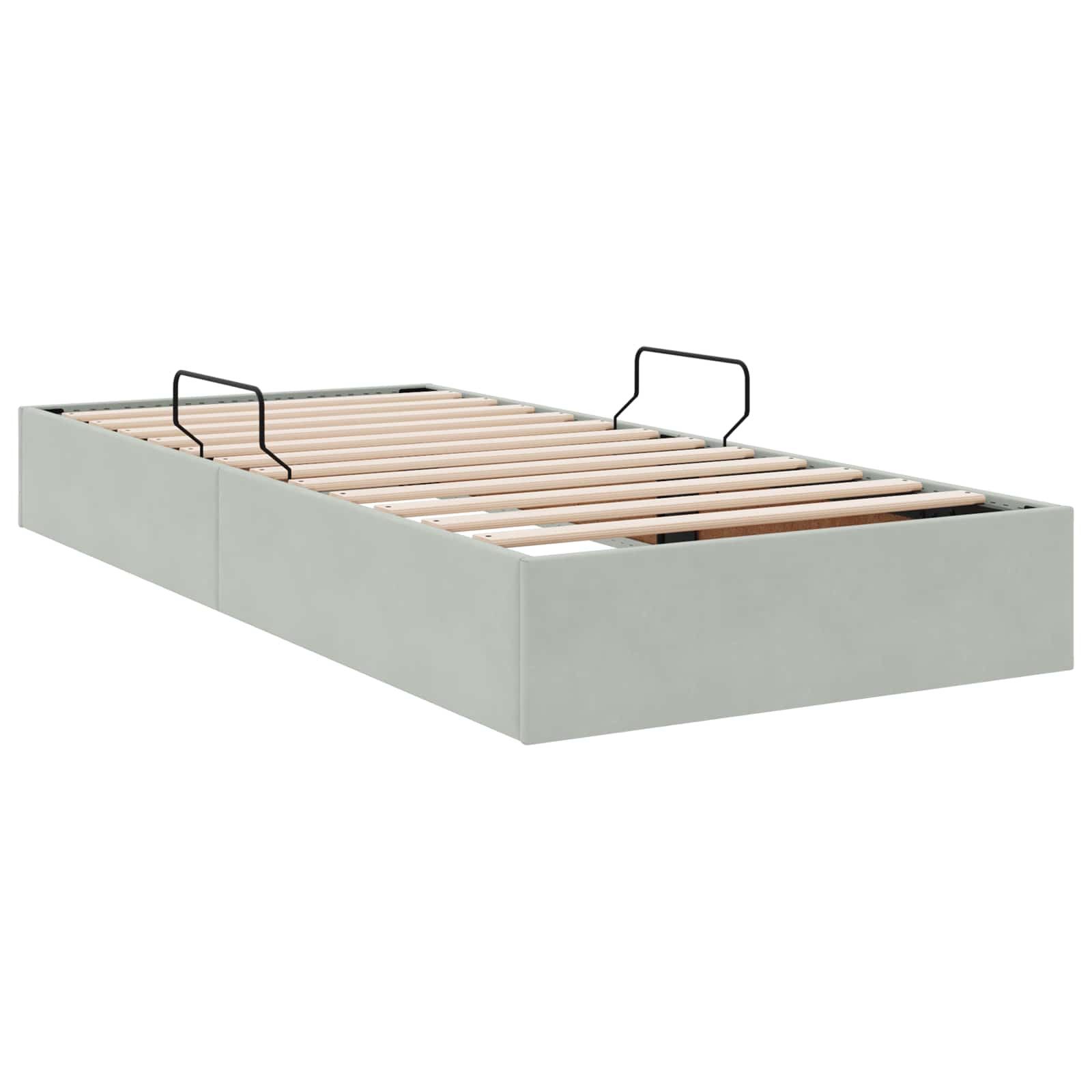 vidaXL Bett Ottoman Bettgestell mit Speicher Hellgrau 90 x 200 cm Samt (1-tlg) – Bild 5 von 5