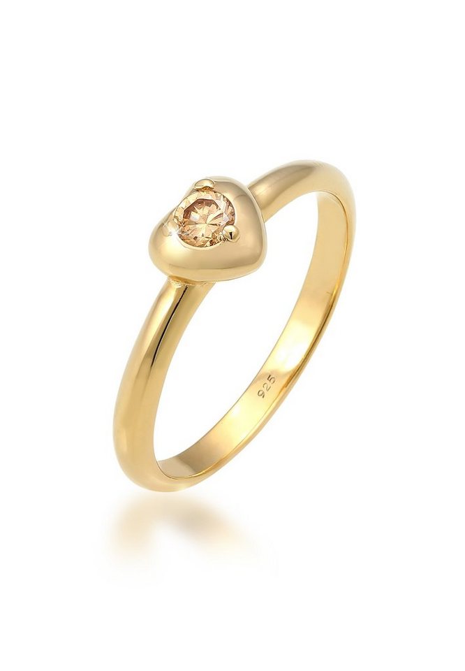 Elli Fingerring Herz Symbol Verlobung Valentin Zirkonia 925 Silber,  Silberschmuck hochglanzpoliert und anlaufgeschützt