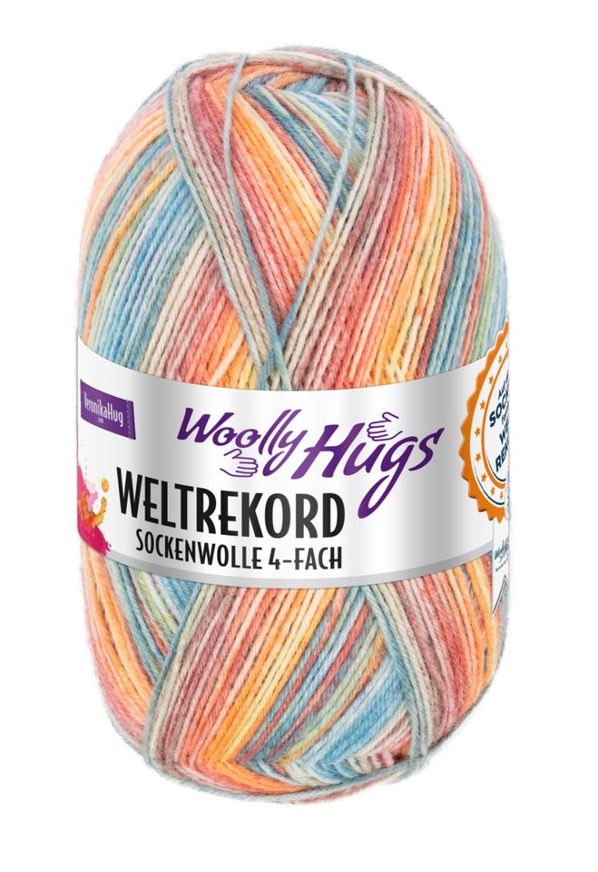 Woolly Hugs Woolly Hugs WELTREKORD Sockenwolle 4-fach 100 g Häkelwolle, 420 m (Offizielles Woolly Hugs Weltrekord-Sockengarn), 100 g