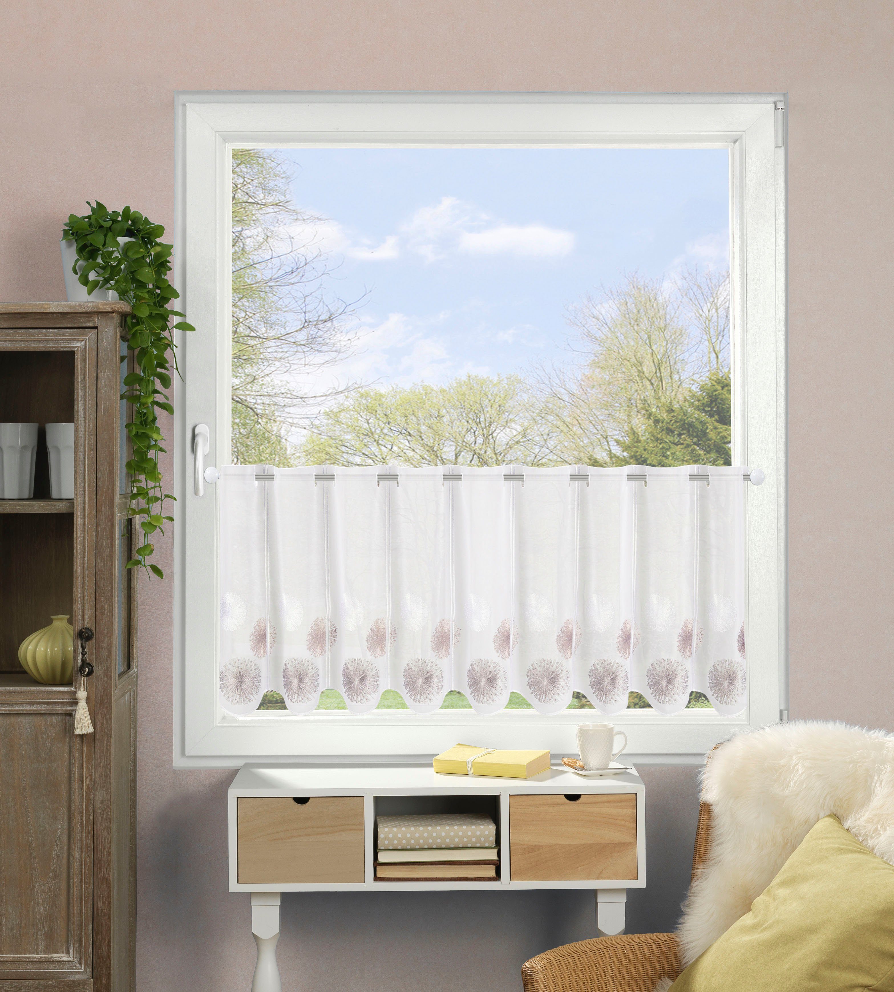 HOME WOHNIDEEN Scheibengardine RAWLINS, Stangendurchzug (1 günstig online kaufen