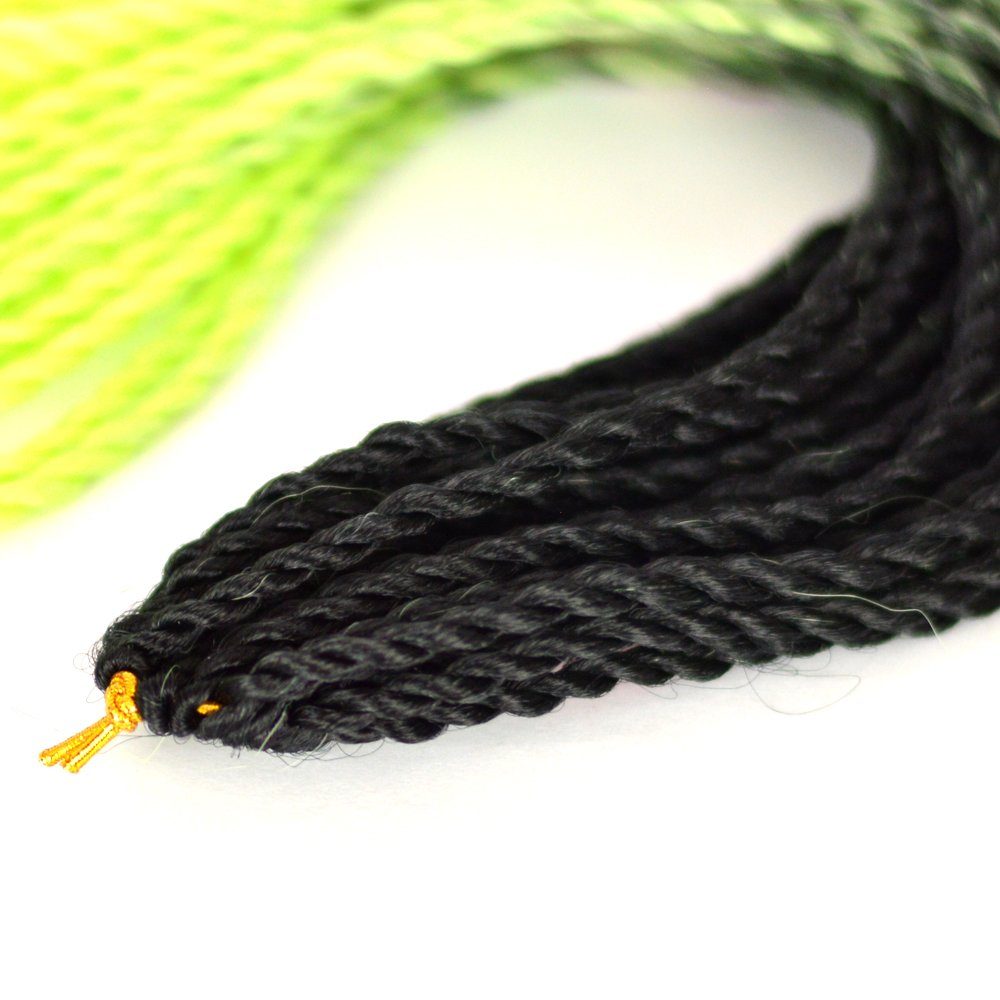 Neongelb MyBraids Kunsthaar-Extension Schwarz-Helles 3er BRAIDS! 6-SY Senegalese Ombre Crochet Zöpfe Pack Braids YOUR Twist