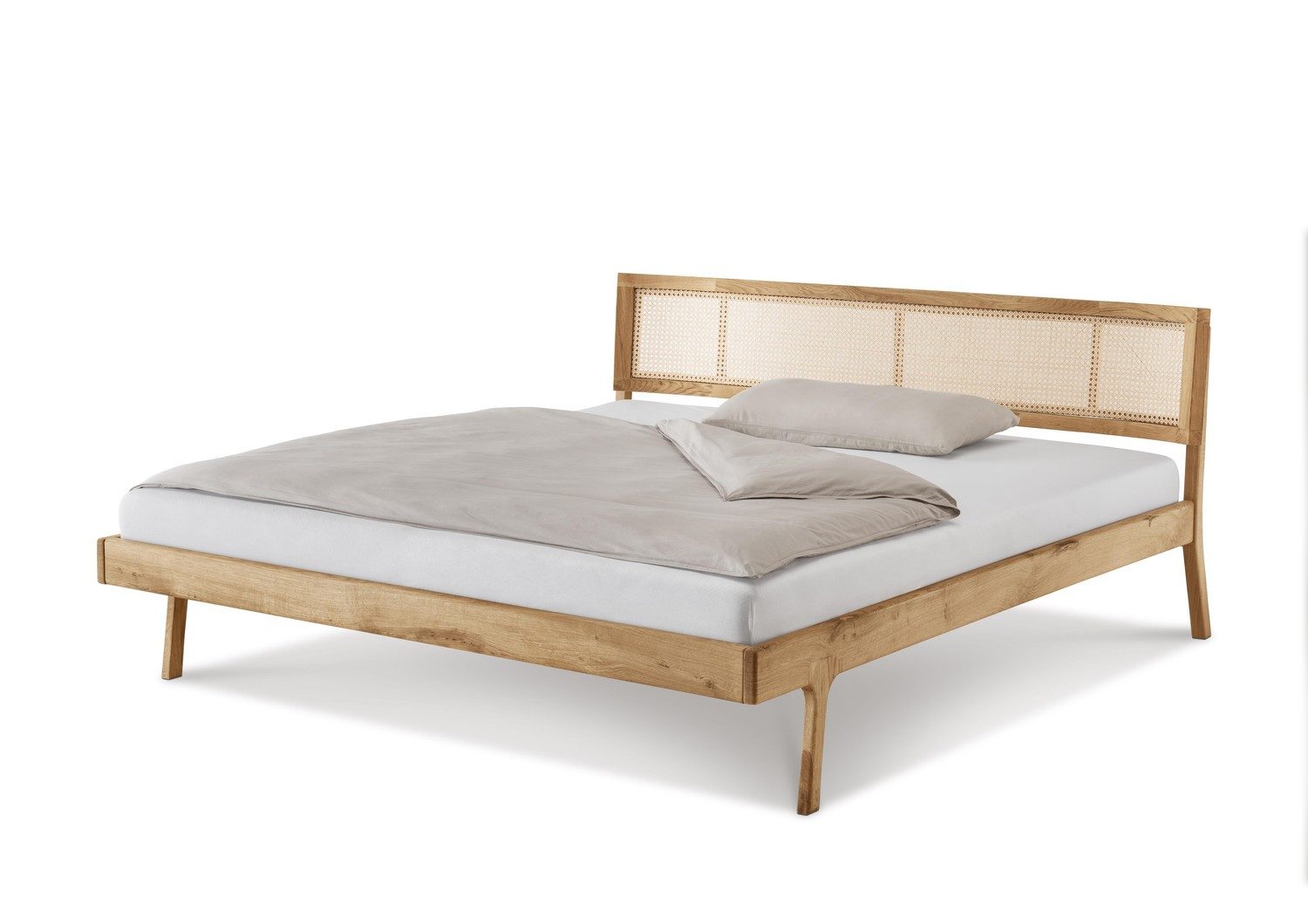 Natur24 Bett Doppelbett Fani 180x200 Eiche Massiv Wiener Geflecht