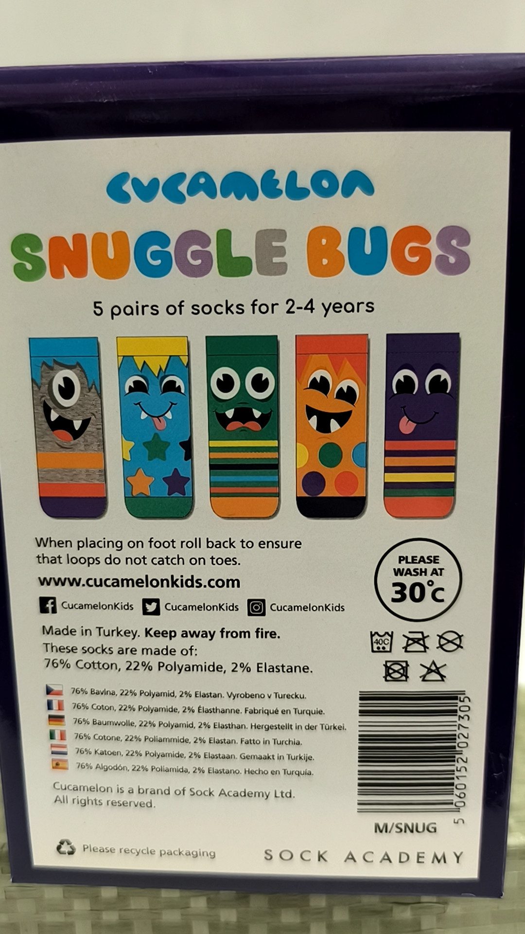 Cucamelon Freizeitsocken Snuggle Bugs Cucamelon Monster Socken für Kleinkinder (5 Paar)