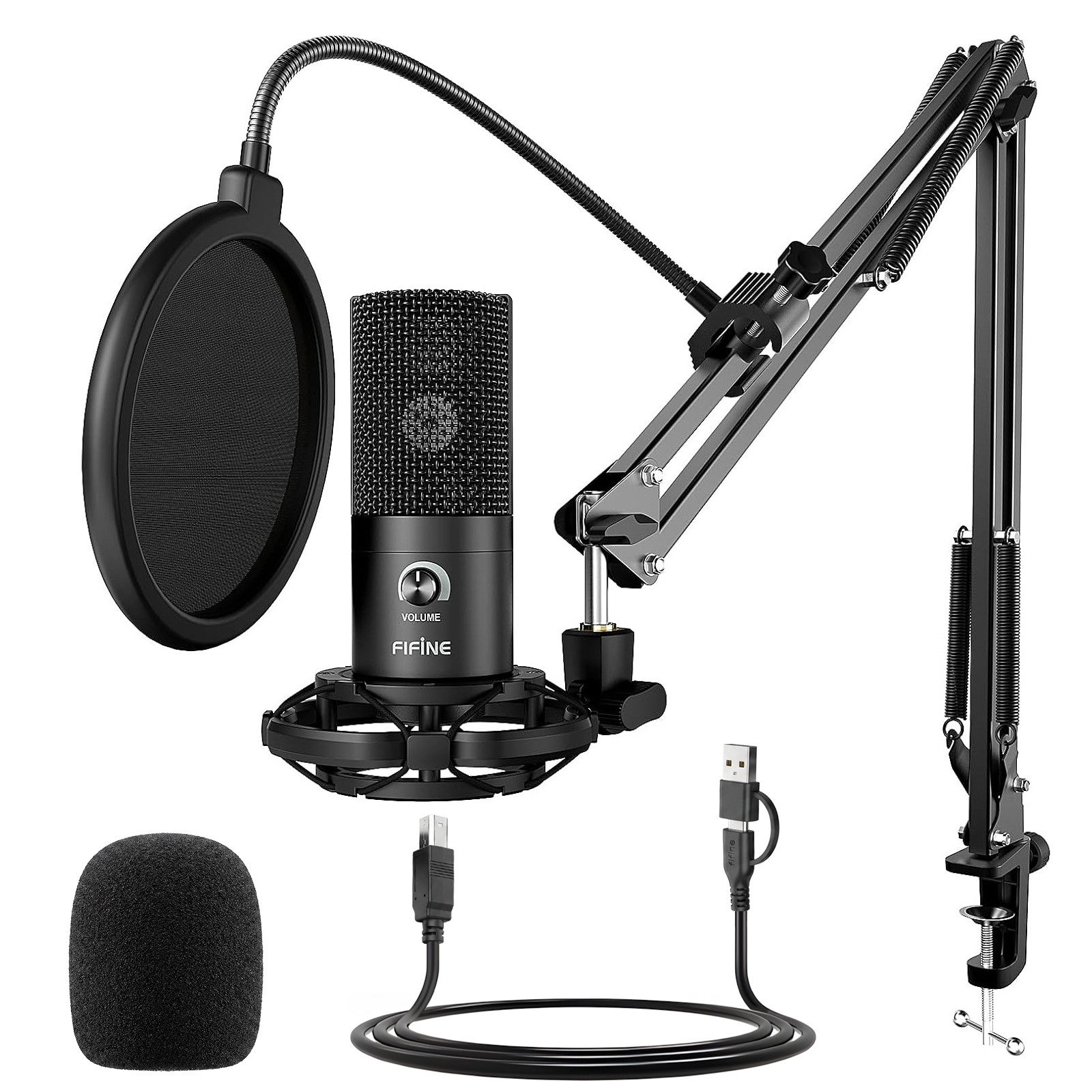 FIFINE Mikrofon USB Kondensator Mikrofon PC Streaming Studio Mikrofon