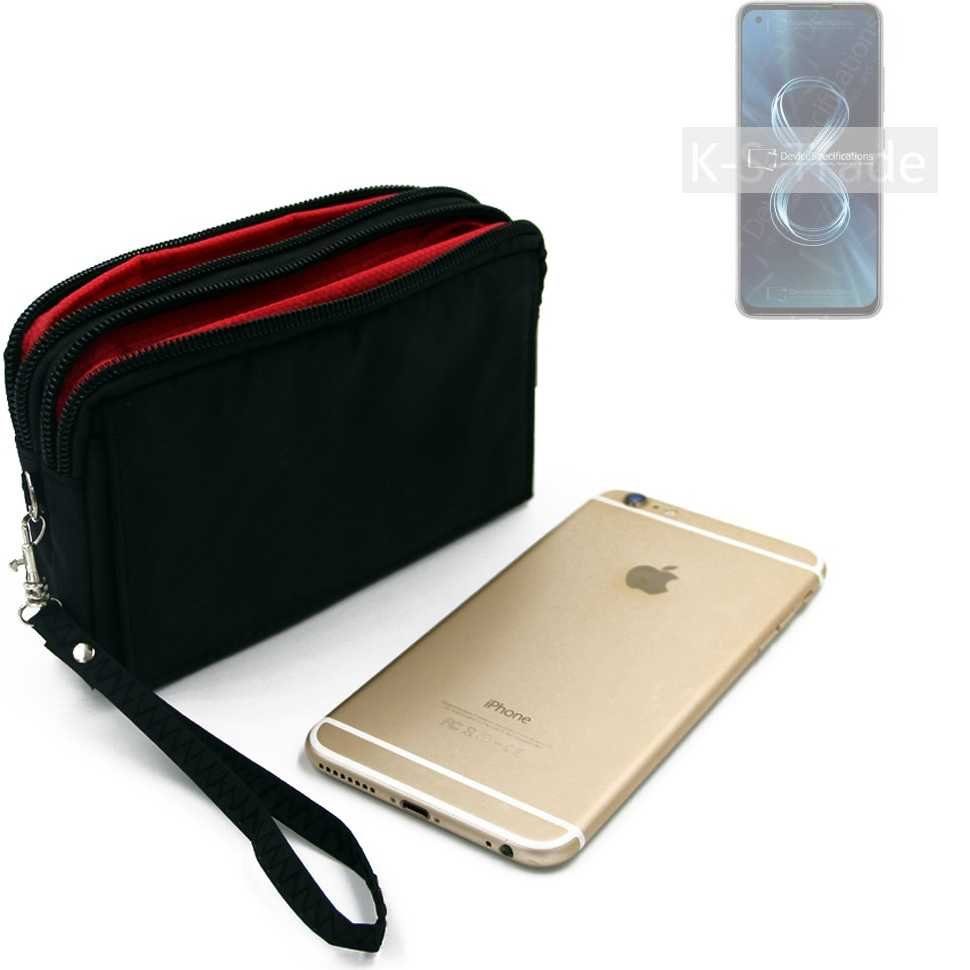 K-S-Trade Handyhülle für Asus Zenfone 8, Schutz Hülle Handy Hülle Gürteltasche Travelbag Handytasche mit