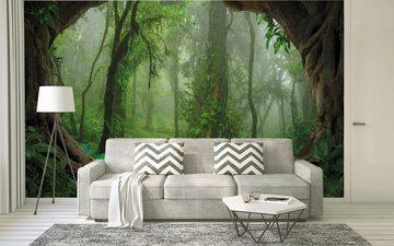 living walls Fototapete Designwalls Tropical Forest, glatt, (5 St), Vlies, Wand, Schräge, Decke