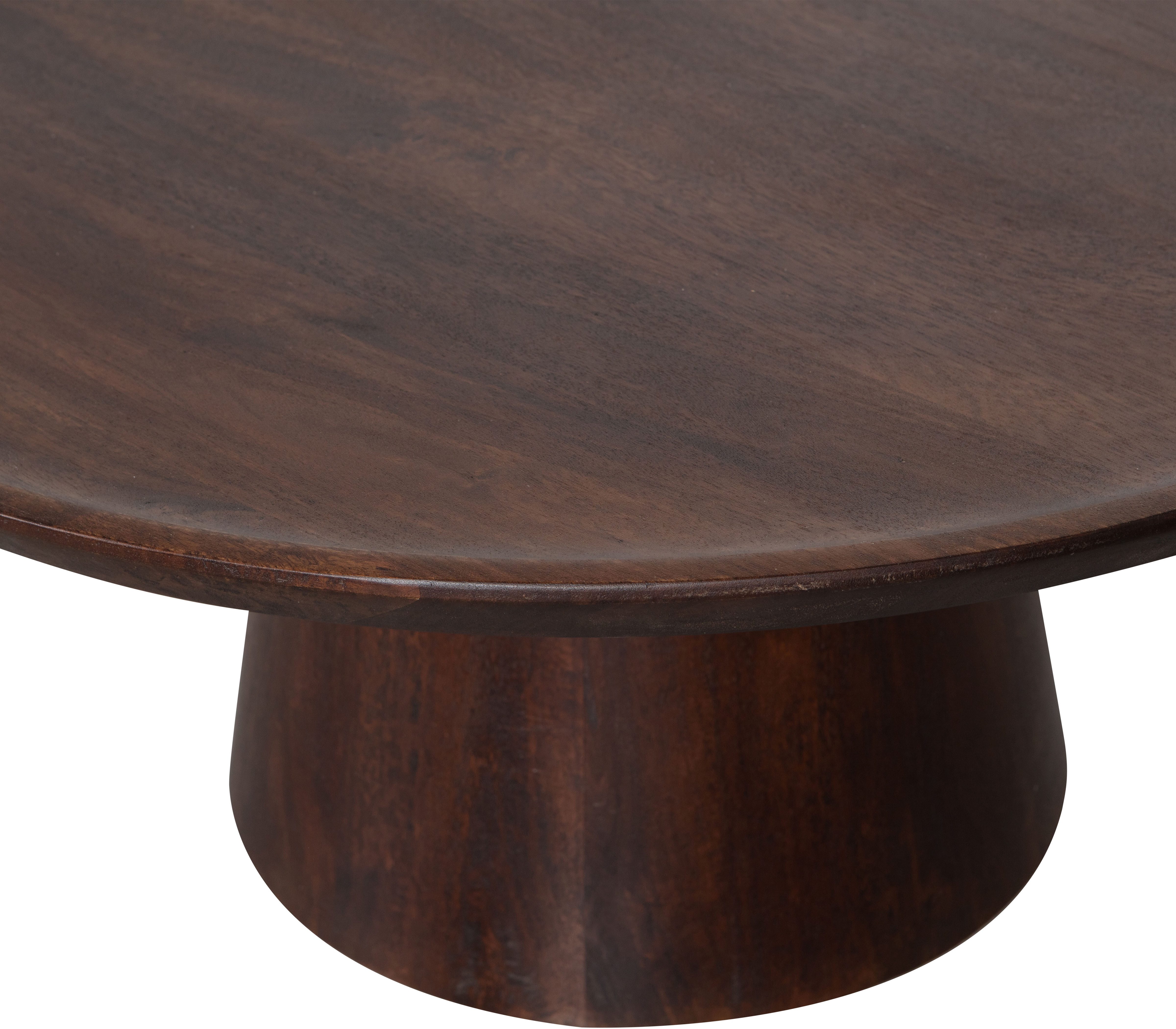 WOOOD Couchtisch Coffee A Gogo mit Massivmangoholz und bauchigem Standfuß Ø 90 x 40 cm, Tischblattdicke 4 cm, umlaufender Randerhöhung, Tragkraft 15 kg