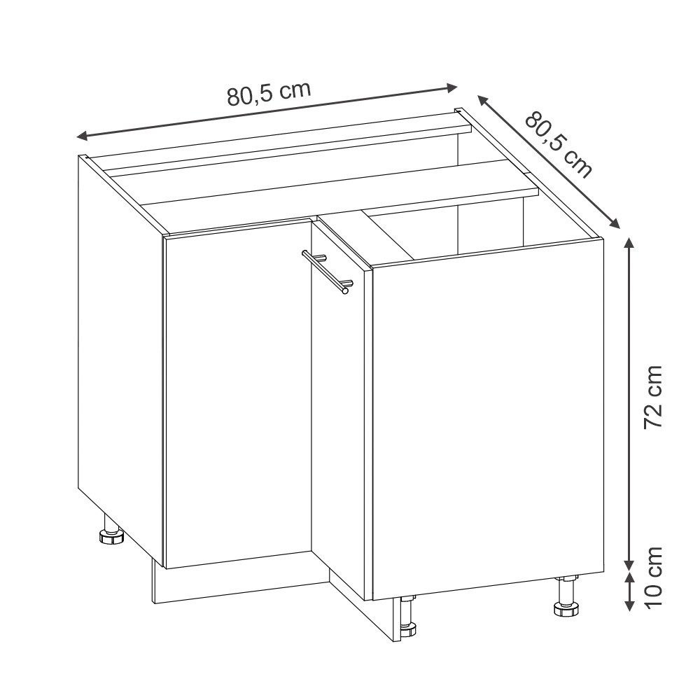 Vicco Eckunterschrank Fame-Line, Anthrazit-Gold Landhaus/Anthrazit, 80.5 cm günstig online kaufen
