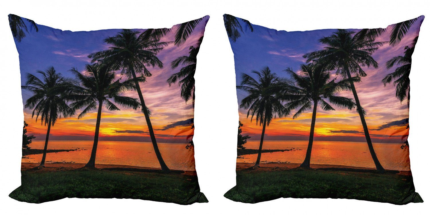 Kissenbezüge Modern Accent Doppelseitiger Digitaldruck, Abakuhaus (2 Stück), Tropisch Exotische Palmen