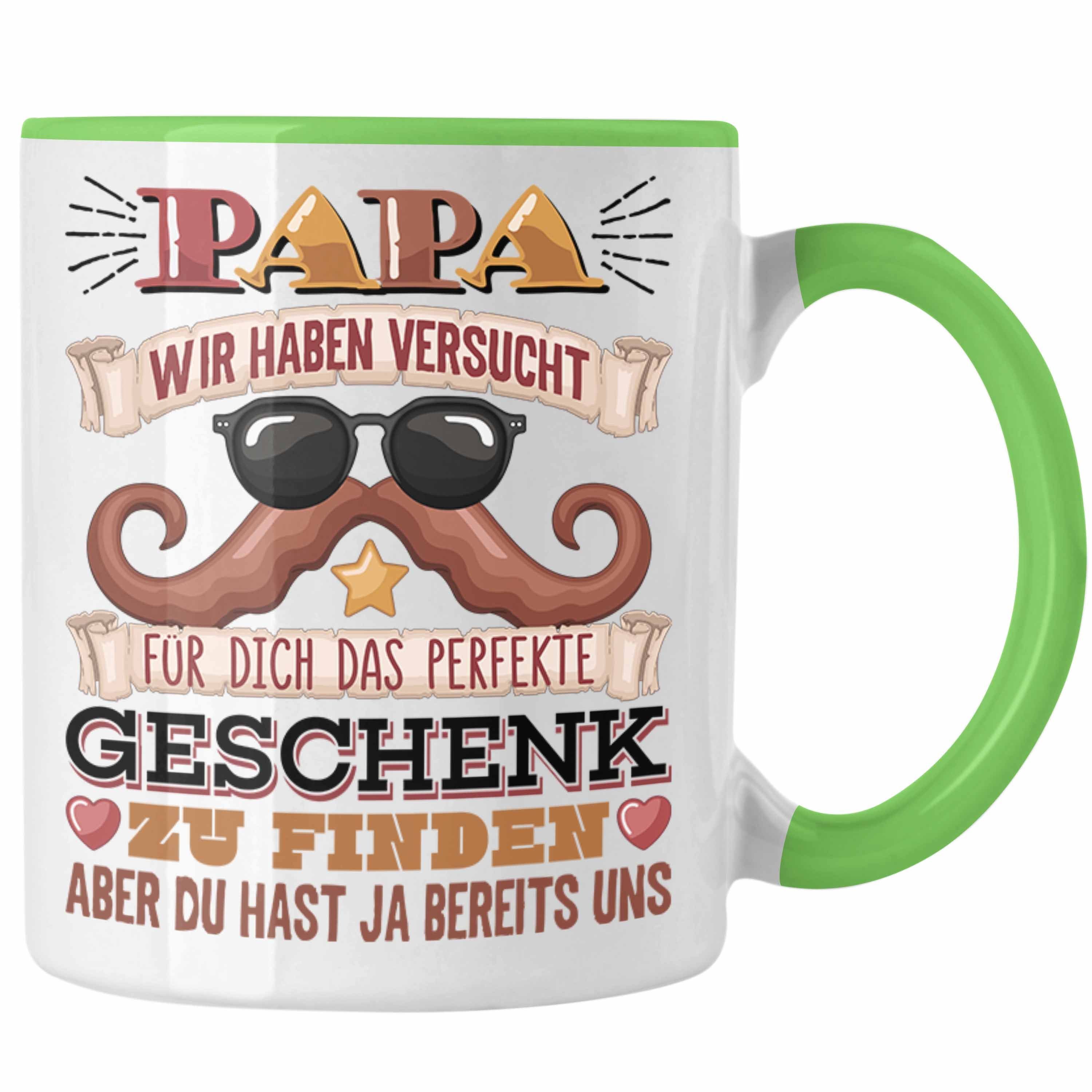 Trendation Tasse Bester Vater Papa Tasse Geschenk zum Vatertag Lustiger Spruch von Kind Grün