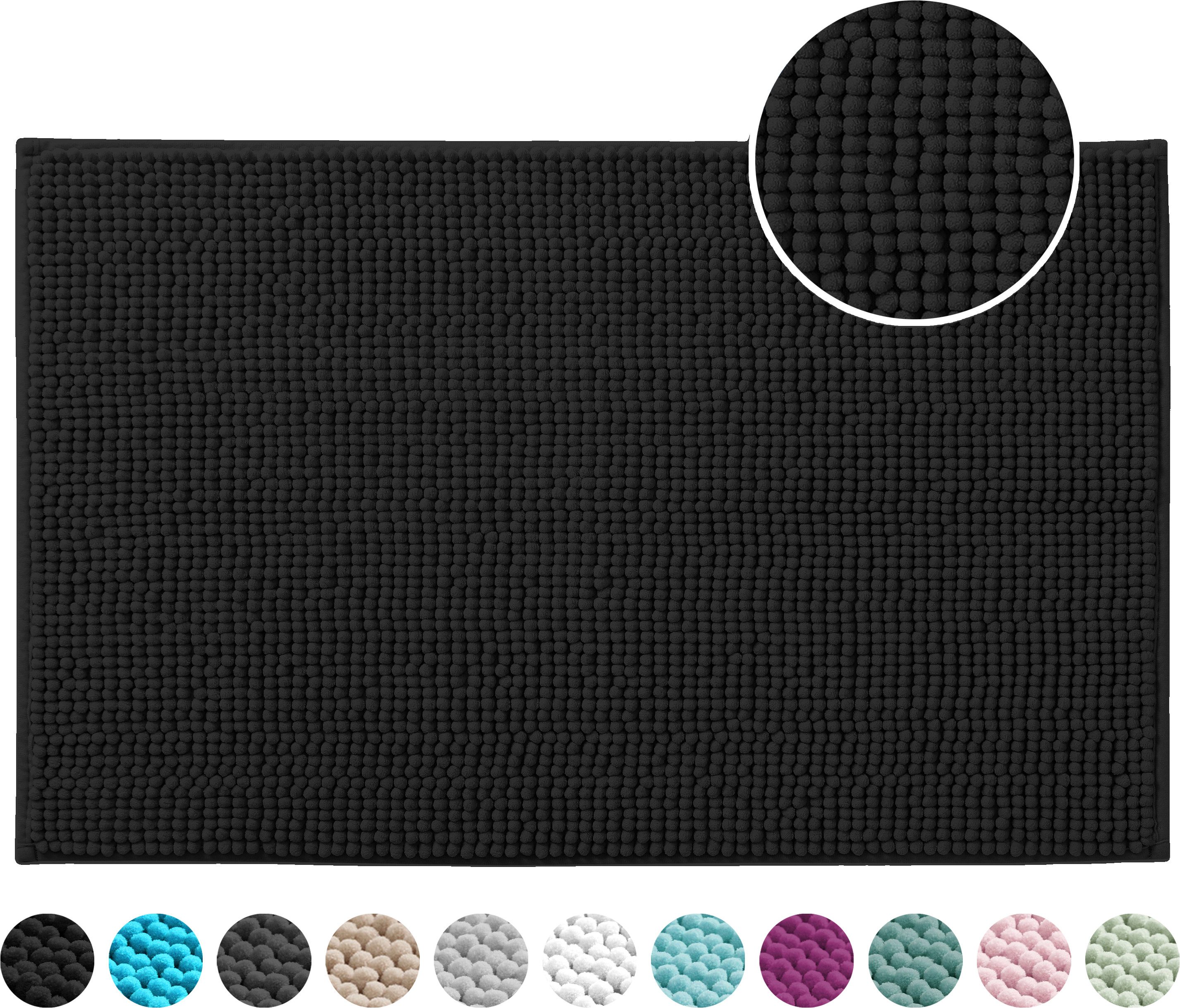OTTO home Badematte Vanessa Chenille Standard, Badvorleger, Badezimmer, Duschvorleger, Höhe 15 mm, rutschhemmend beschichtet, schnell trocknend, strapazierfähig, fußbodenheizungsgeeignet, Polyester, rechteckig, Uni Farben, besonders weich