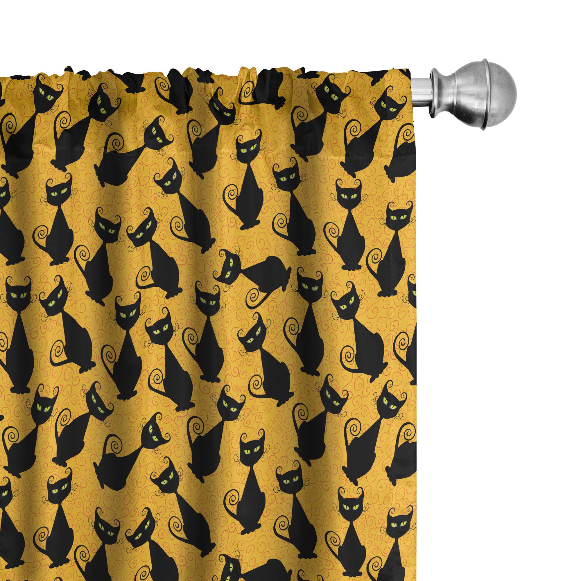 Abakuhaus Gardine Vorhang für Wohnzimmer Schlafzimmer Dekor, Microfaser, Halloween Schwarze Katzen-Vintage