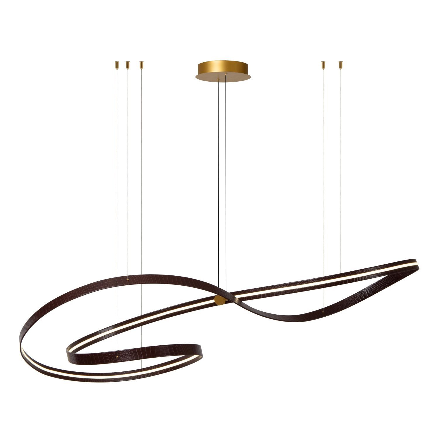 Licht-Erlebnisse Pendelleuchte OLARO, LED fest integriert, Warmweiß, LED Aluminium Dimmer H: max. 181.5 cm in Messing Kaffeebraun 1850 lm