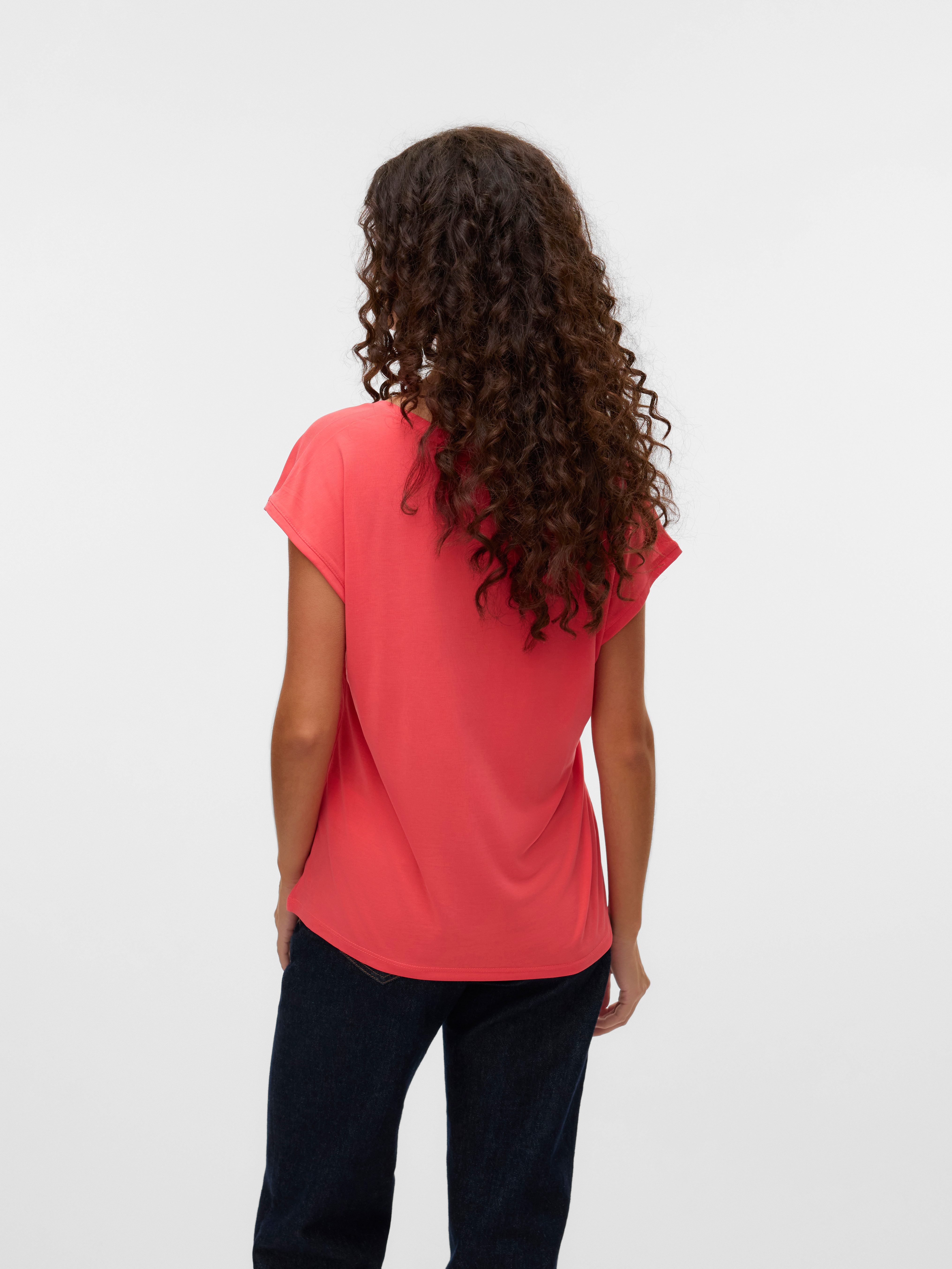 Vero Moda V-Shirt VMFILLI SS V-NECK TEE GA NOOS Materialmix, relaxed fit