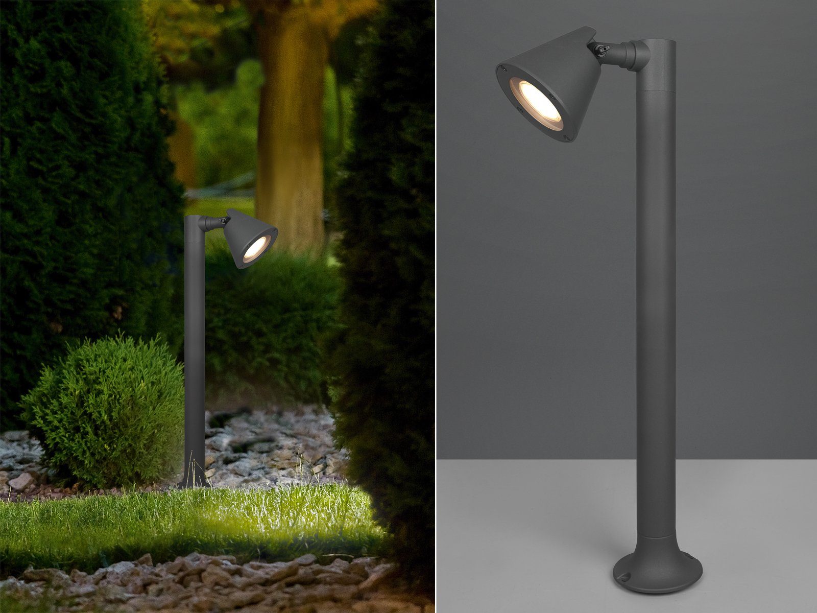 60cm, Warmweiß, LED beleuchten Garten-weg Wegeleuchte Wegbeleuchtung LED Sockelleuchte, meineWunschleuchte wechselbar, Anthrazit,