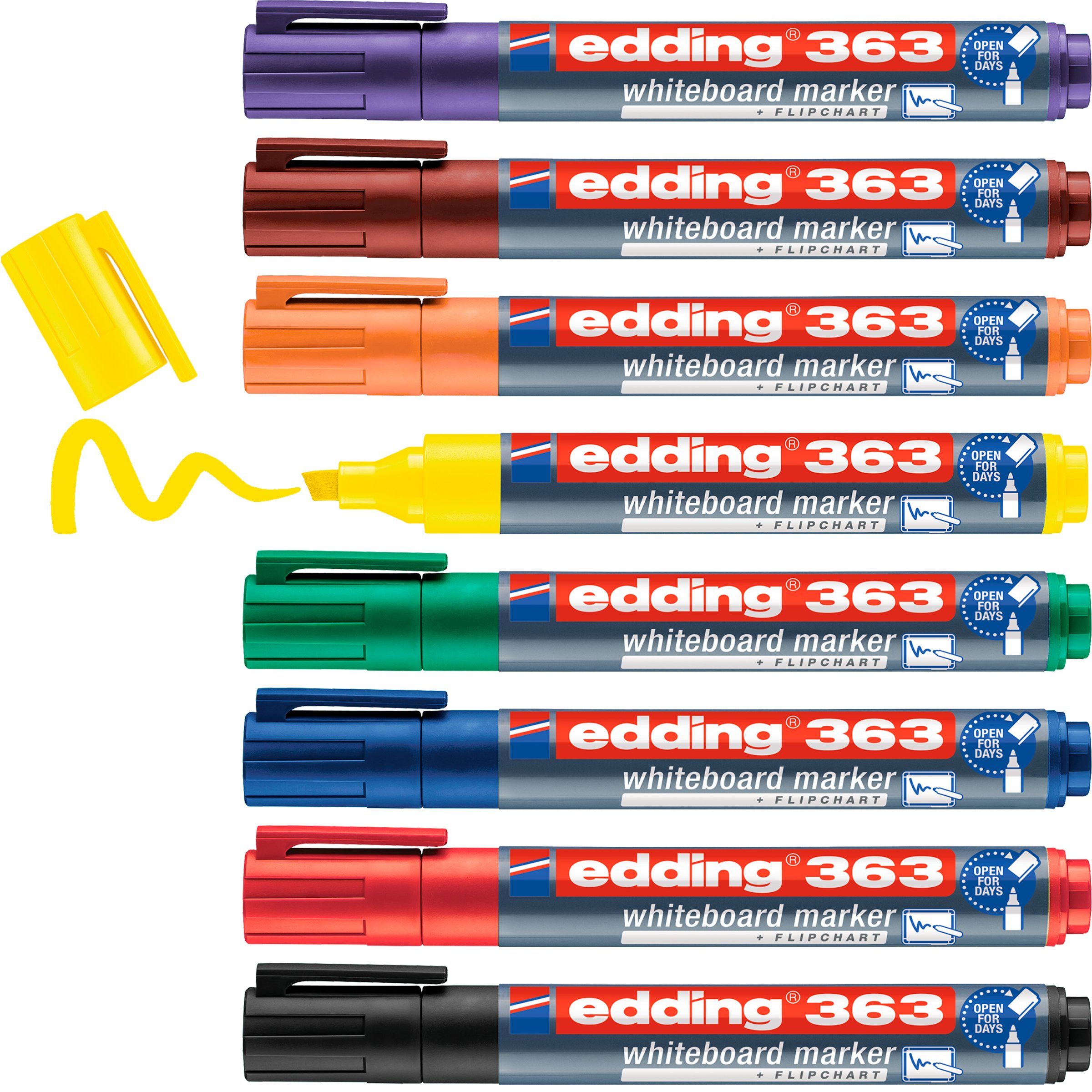 edding Marker 363 Whiteboard Marker Keilspitze, 1 mm - 5 mm 8er-Set