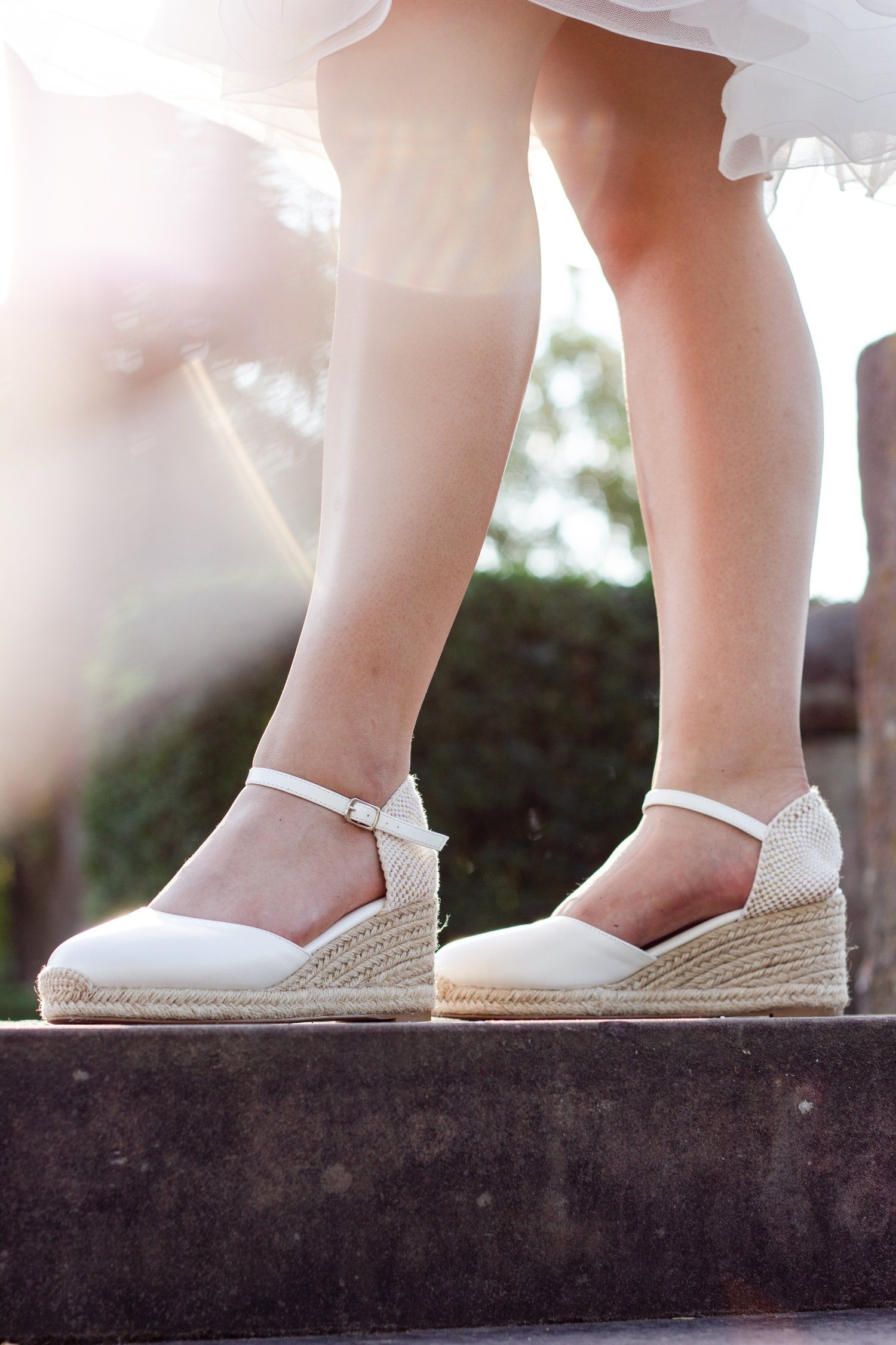 White Lady 940 offwhite Leder - Brautschuh Keilsandalette – Bild 2 von 5
