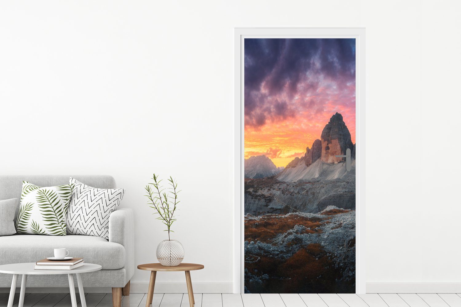 Türaufkleber, für Berg Sonnenuntergang - cm Felsen St), Matt, MuchoWow bedruckt, - - Tür, Landschaft, 75x205 (1 Türtapete Fototapete