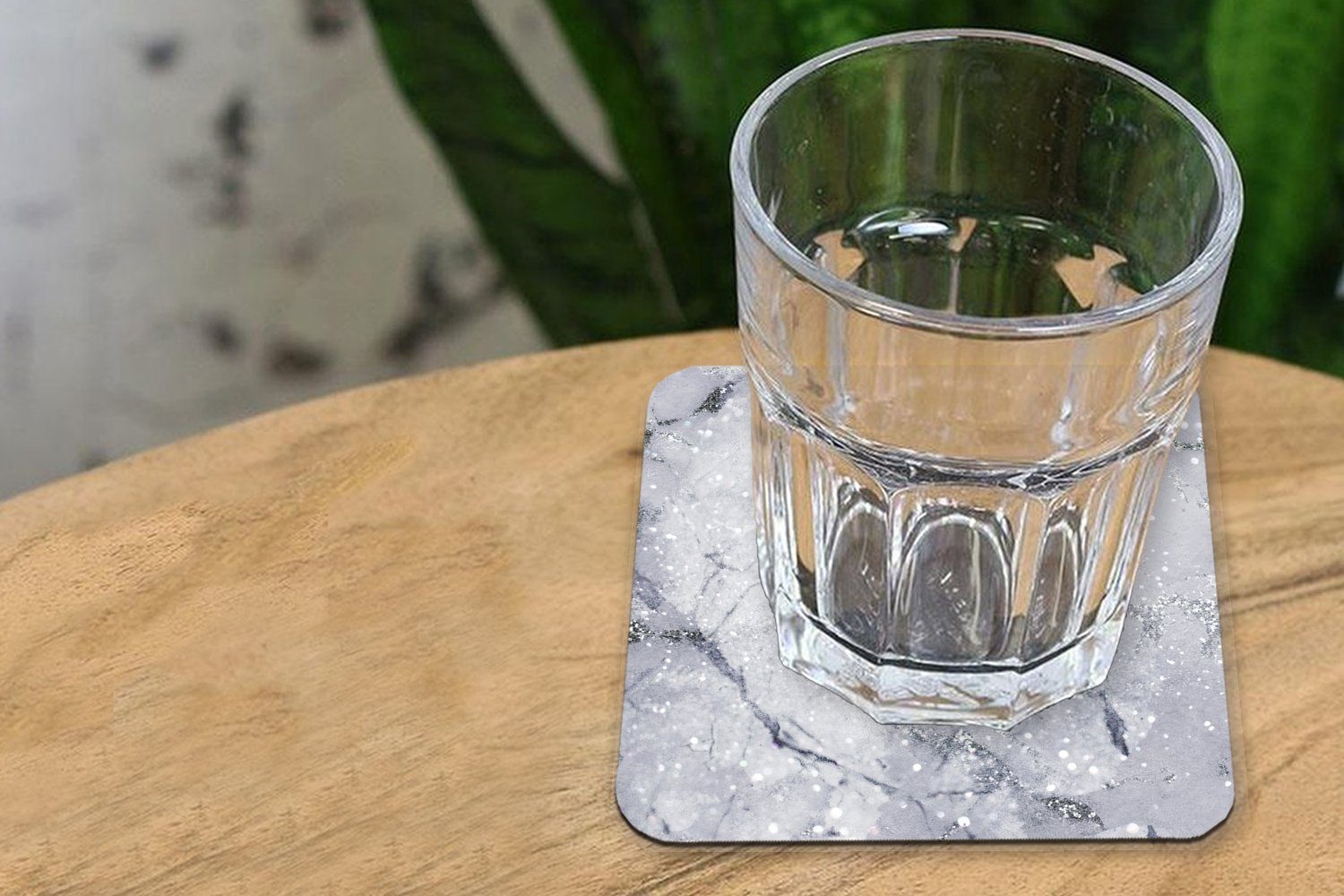 Marmor Glasuntersetzer - Grau, Glitter Tasse Gläser, 6-tlg., Zubehör MuchoWow für Tischuntersetzer, Korkuntersetzer, Glasuntersetzer, - Untersetzer,
