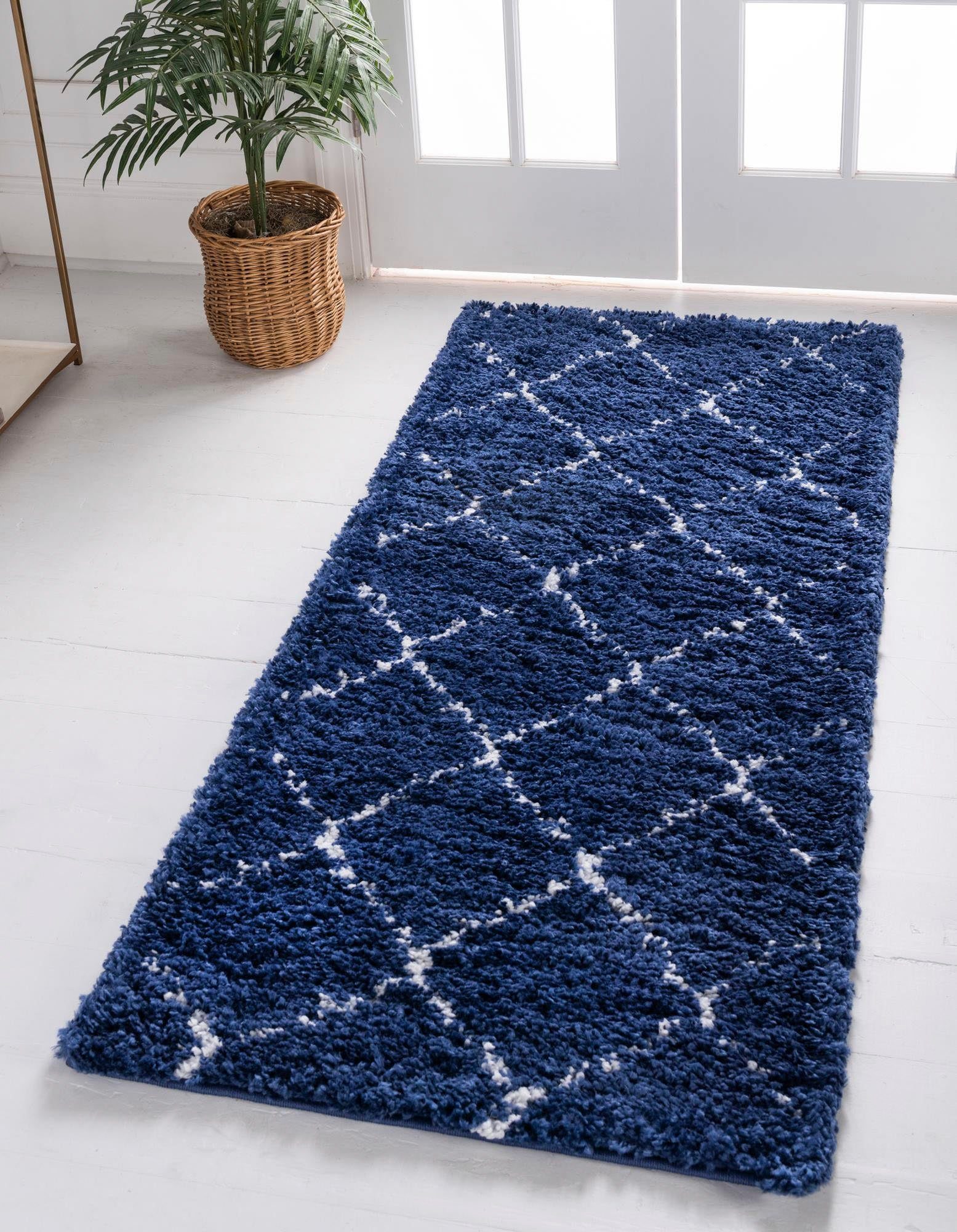 Myflair Möbel & Accessoires Hochflor-Läufer Temara Shag, LAGERRÄUMUNG!, rechteckig, Höhe: 51 mm, Teppich-Läufer, gewebt, Rauten Design, weich & kuschelig