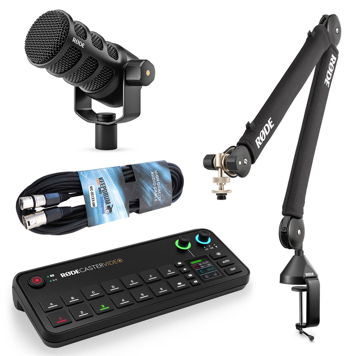 Rode Rodecaster Video Konsole Podmic-USB Bundle Digitales Aufnahmegerät