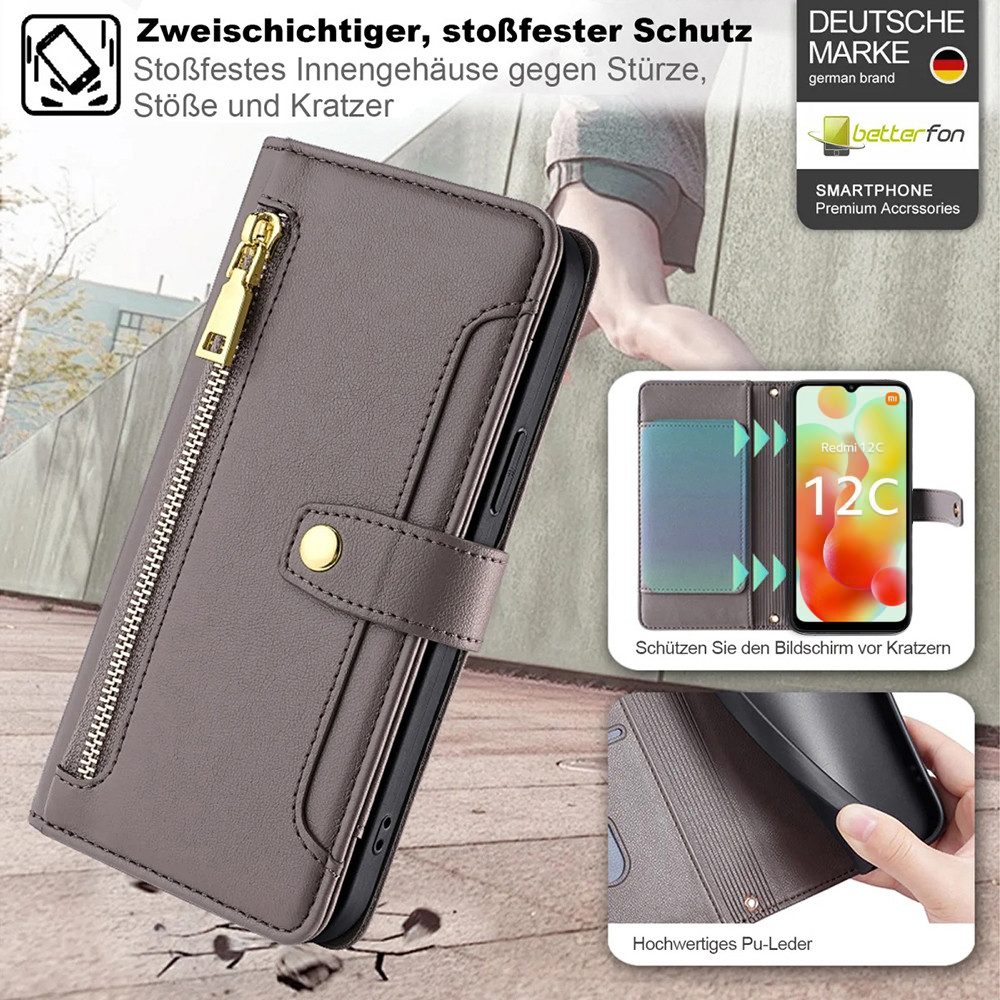 betterfon Handykette mit Portemonnaie für Xiaomi 17T - Handykette mit 5 Kartenfächer, Hände frei – mit Silikonhülle & Schnur für flexiblen Alltag