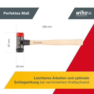 Wiha Gummihammer Schonhammer Safety (26611), Gummihammer mit hochwertigem Hickory Holzstiel, Rund-Schlagkopf 30mm