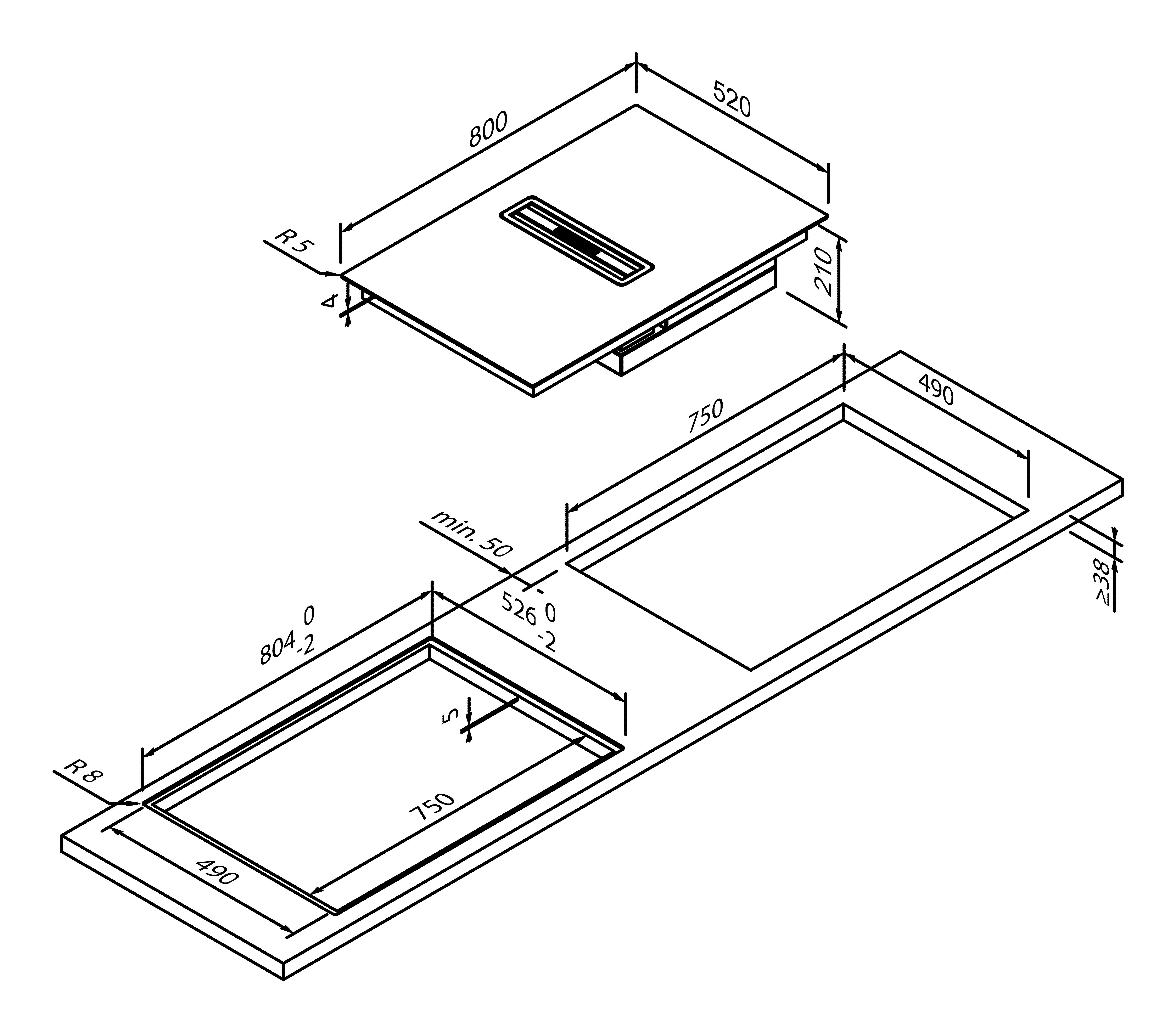 HTech Kochfeld mit Dunstabzug HTX94900, Touch Control, Boost-Funktion, 80cm