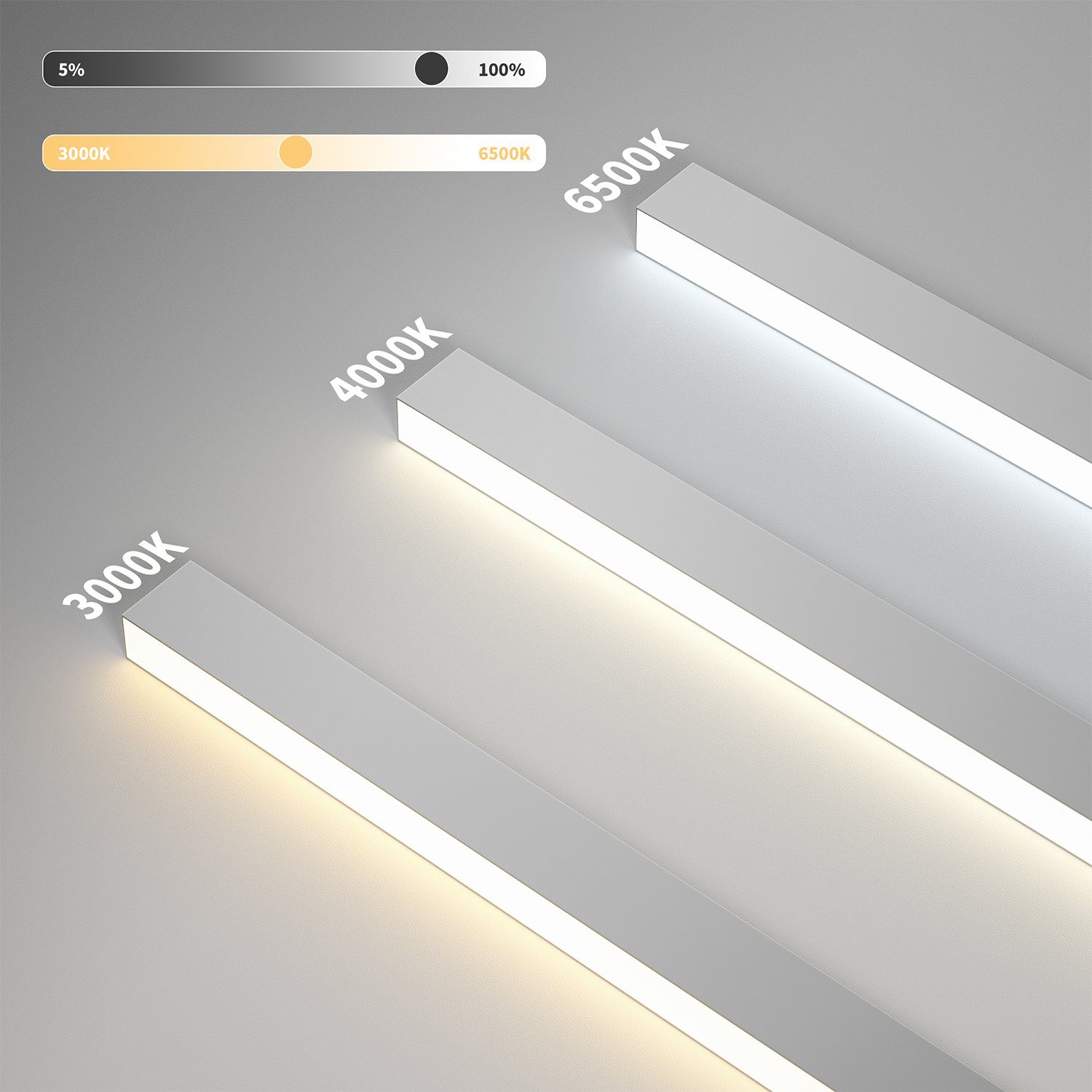 ZMH Deckenleuchten Wohnzimmer Modern Dimmbar Bürolampe Decke Mit Fernbedienung, LED fest integriert, LED fest integriert – Bild 2 von 5