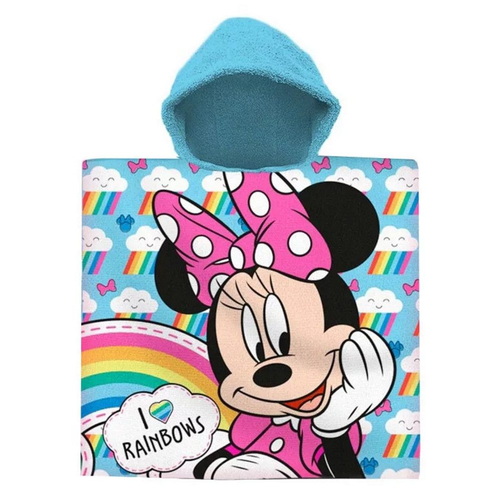 Disney Badeponcho Minnie Maus Kapuzen Poncho Badetuch Baumwolle Bademantel Strandtuch, Kapuze