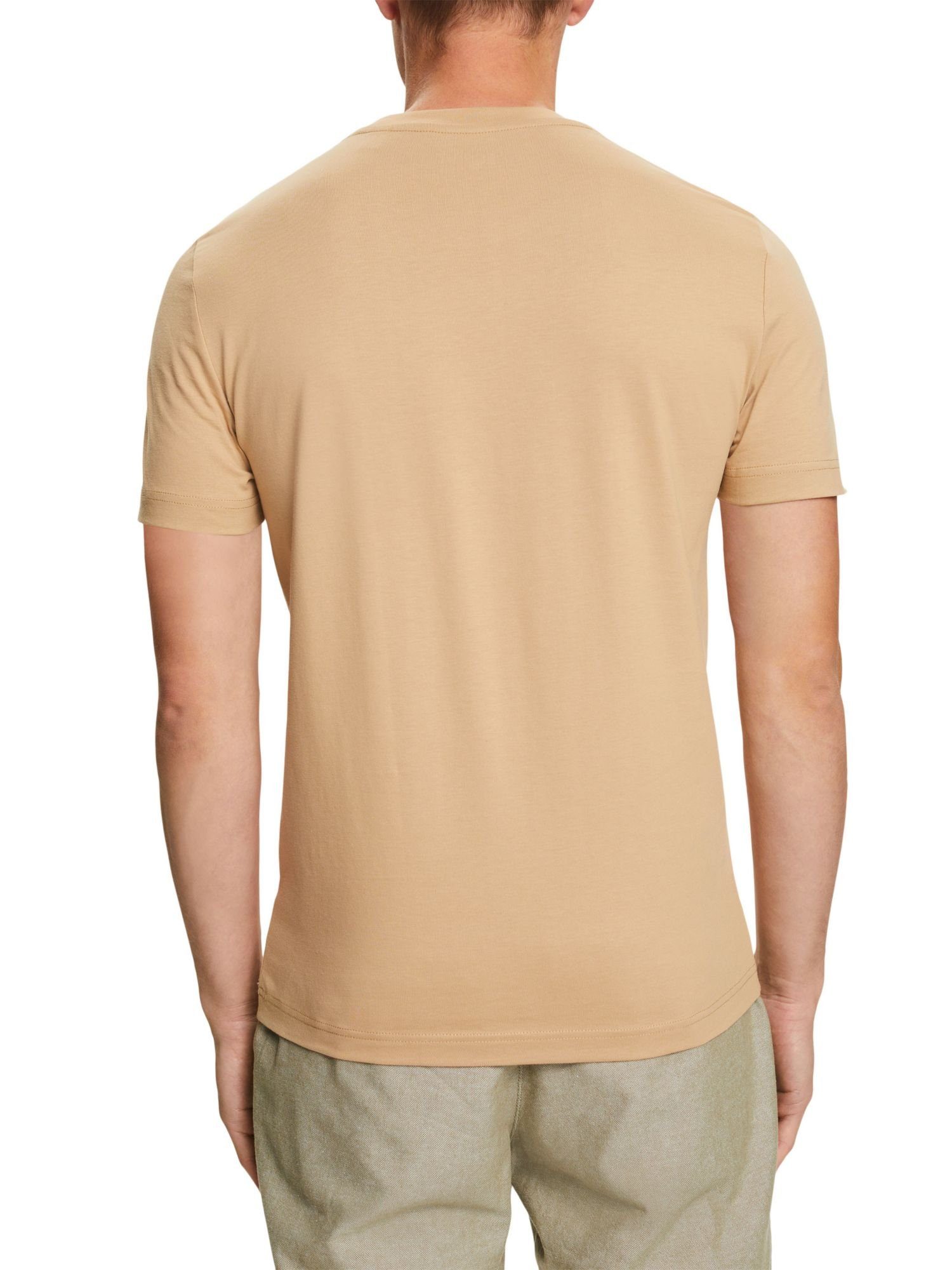 Esprit T-Shirt Pima-Baumwolljersey BEIGE Rundhals-T-Shirt (1-tlg) aus