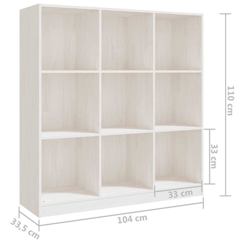1-tlg. Bücherregal/Raumteiler Bücherregal vidaXL Kiefer, Massivholz cm 104x33,5x110 Weiß
