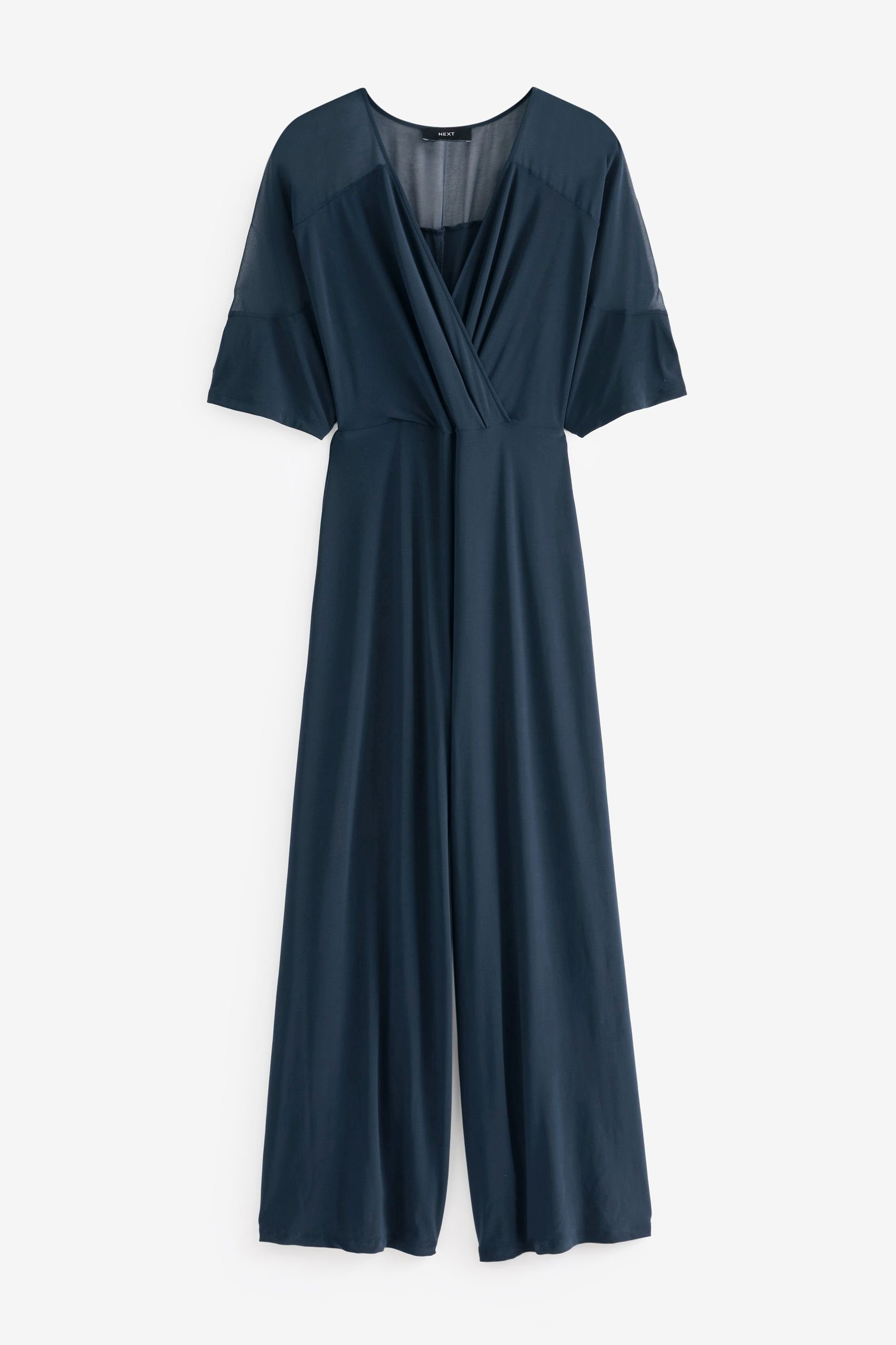 Next Jumpsuit Kurzärmeliger Webstoffmix Navy aus Overall (1-tlg) Blue