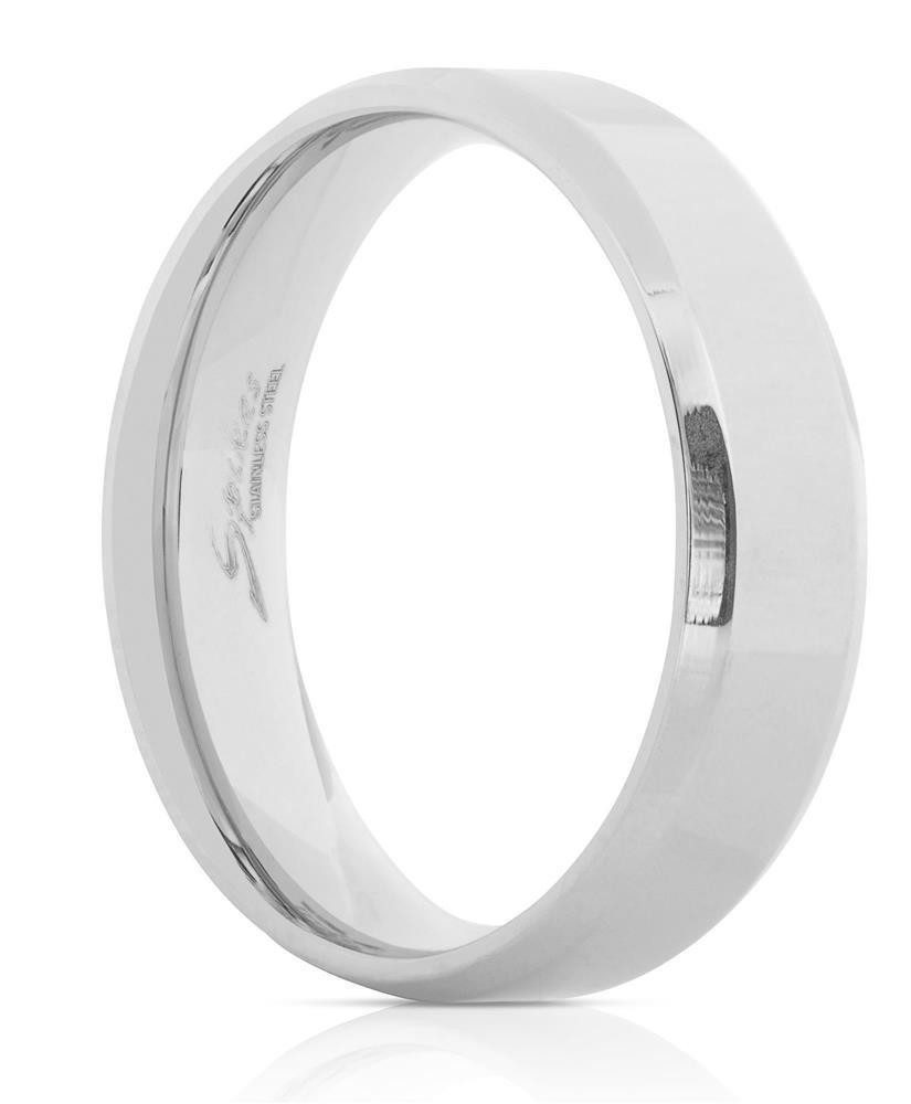 BUNGSA Fingerring 54 (17.2) Ring schräger Rand Silber aus Edelstahl Unisex (Ring, 1-tlg), Damen Herren