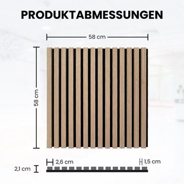 Endorphin Dekorpaneele 3 Stück Akustikpaneele quadratisch 58x58x2,1cm Holzfurnier Walnuss dun, 0.3364 qm