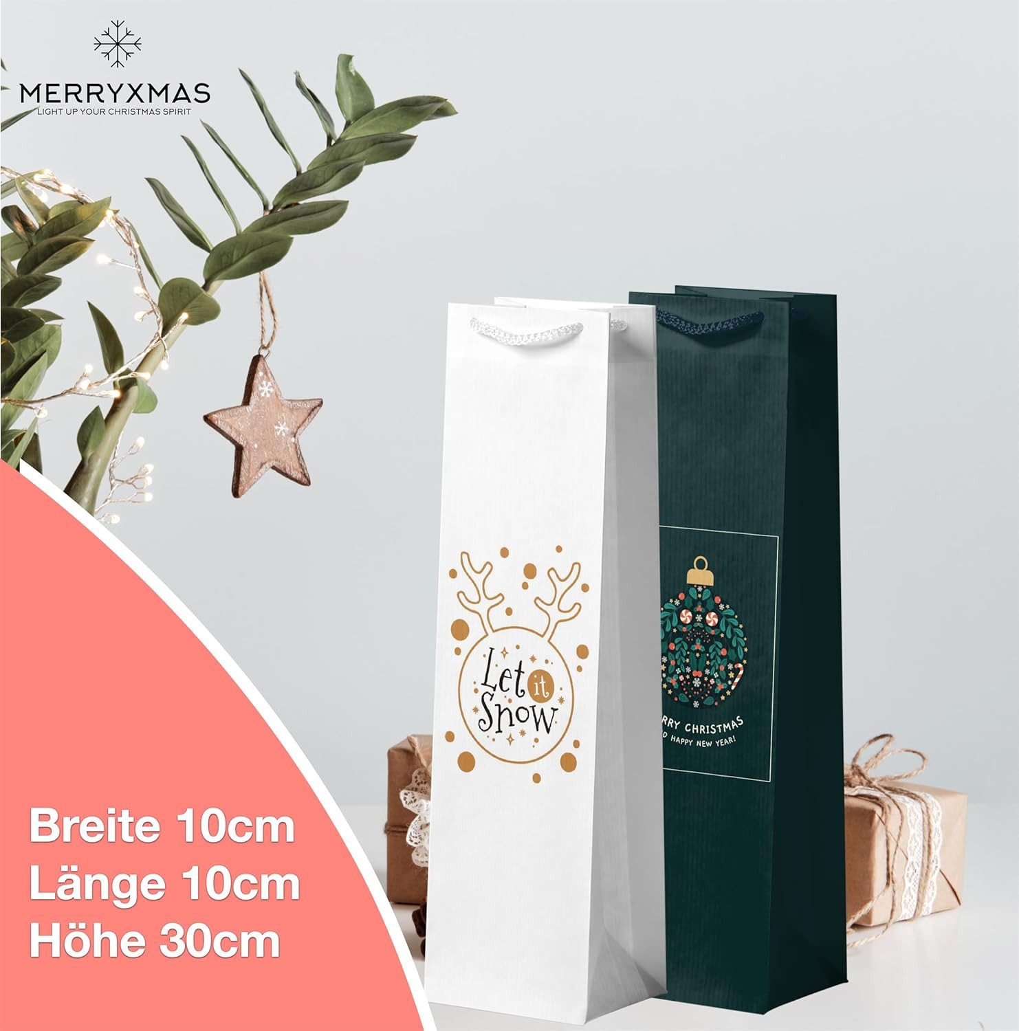 MerryXmas Aufbewahrungsbox 12x Flaschentüten für Weihnachten günstig online kaufen