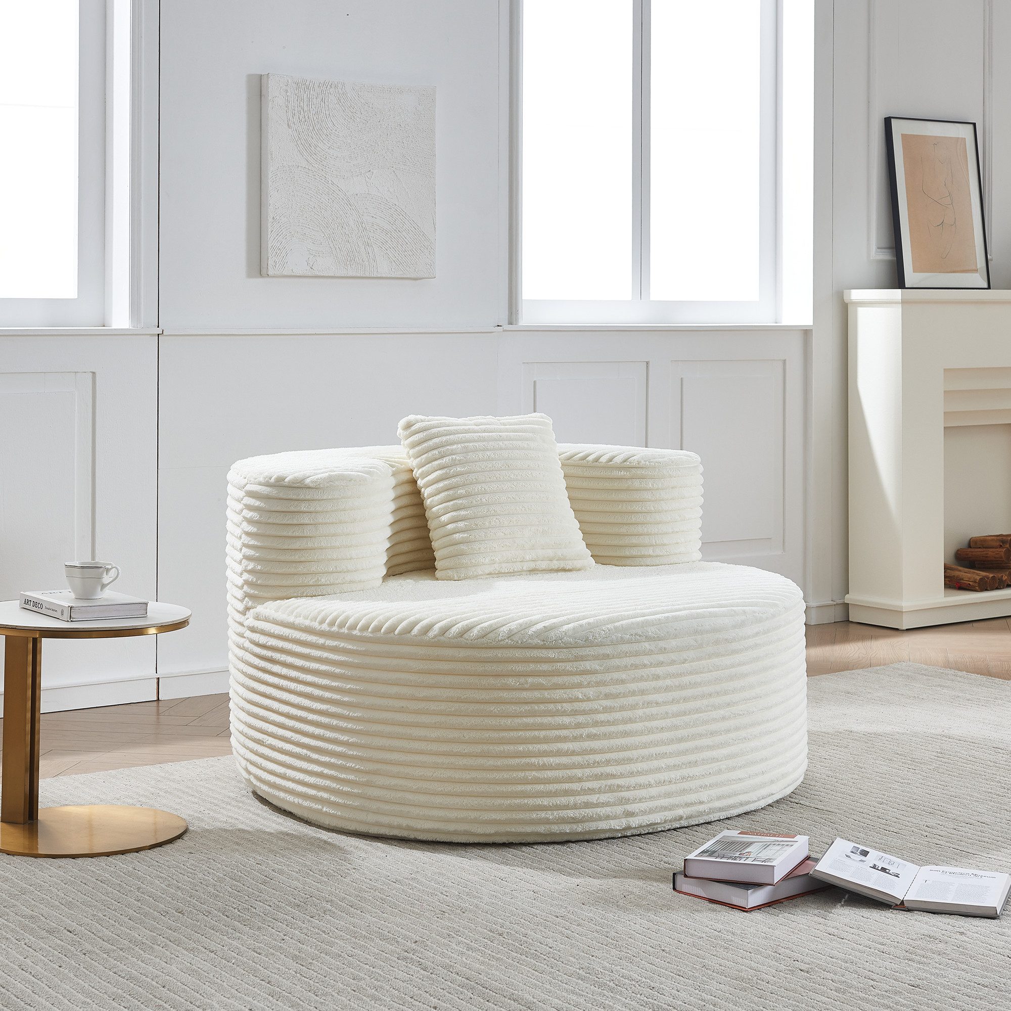 Sitzsack Loungesofa mit schneller Rückfederung,Schlafsofa für Wohnzimmer,Beige