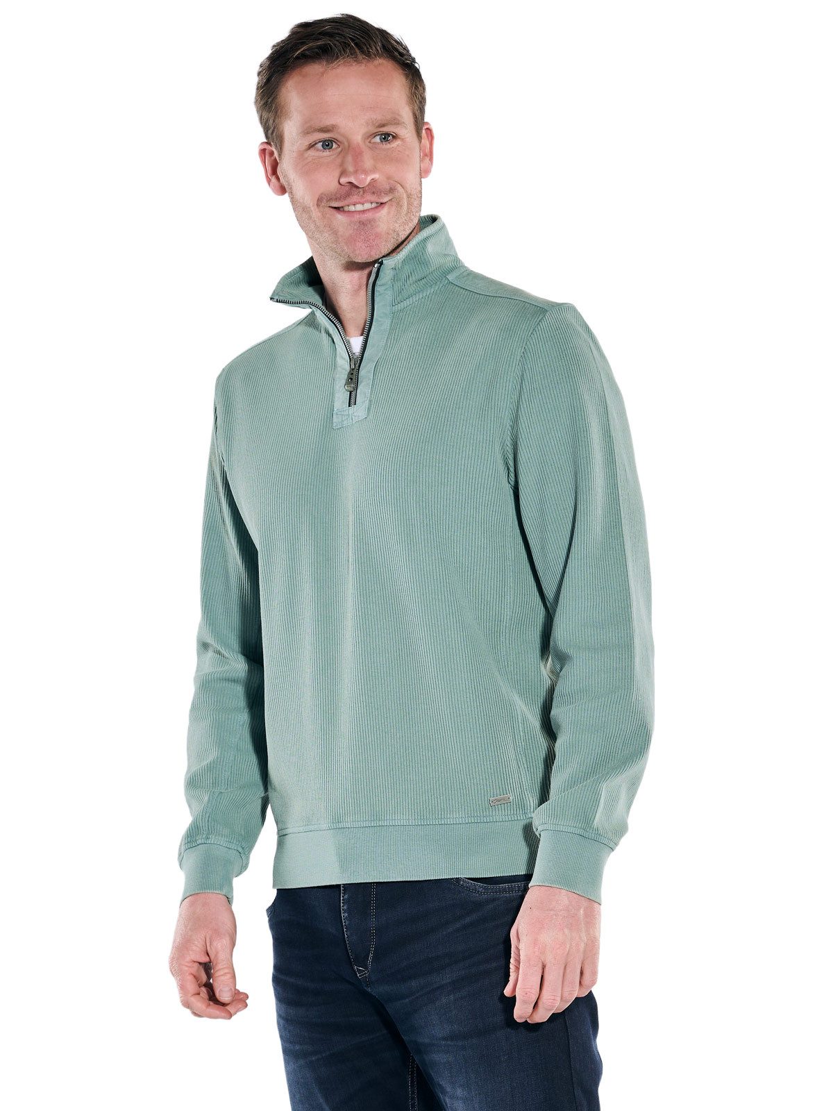 Engbers Sweatshirt engbers Herren Sweatshirt mit Stehkragen, Petrolblau günstig online kaufen