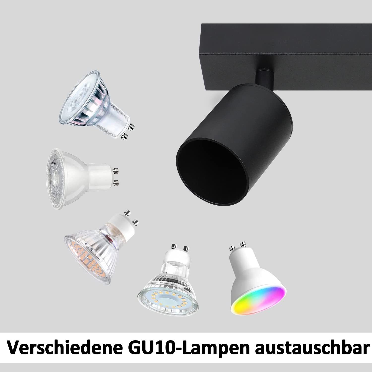 ZMH Deckenstrahler 2 Flammig Deckenleuchte 30CM Modern-Design GU10 Industrial drehbar, 330°Schwenkbar, ohne Leuchtmittel, Schlafzimmer Küche – Bild 3 von 5