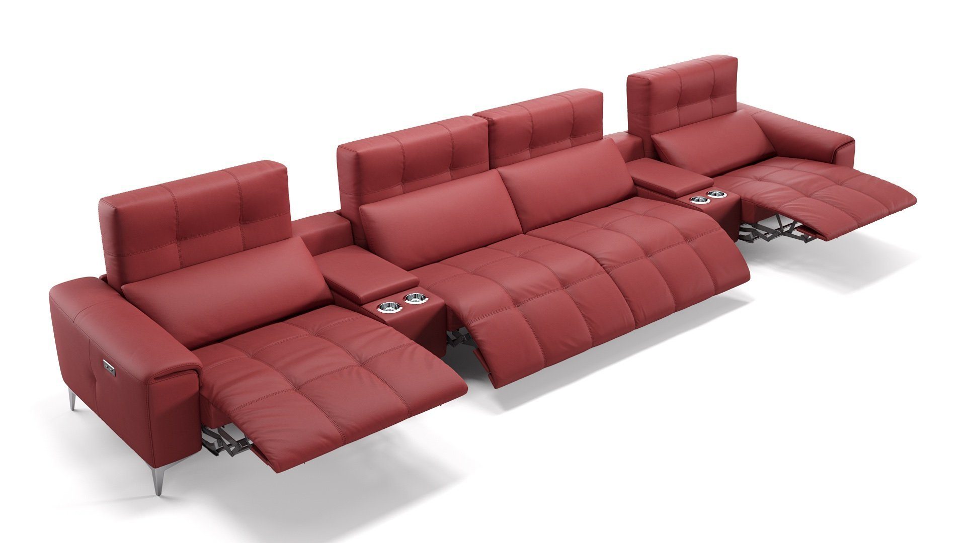 Sofanella Sofa Sofanella - Leder 4-Sitzer 100 SALENTO in Kinosofa S: 374 Rot x cm