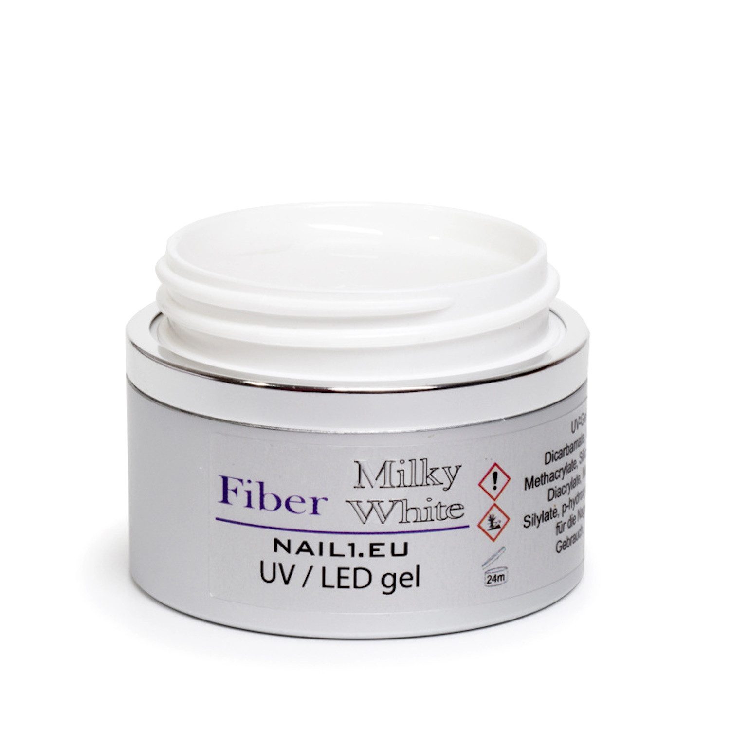 Nail1.eu UV-Gel 1-Phasen-Gel Fiber MilkyWhite 30ml Aufbaugel Fiberglasgel weiß-milchig