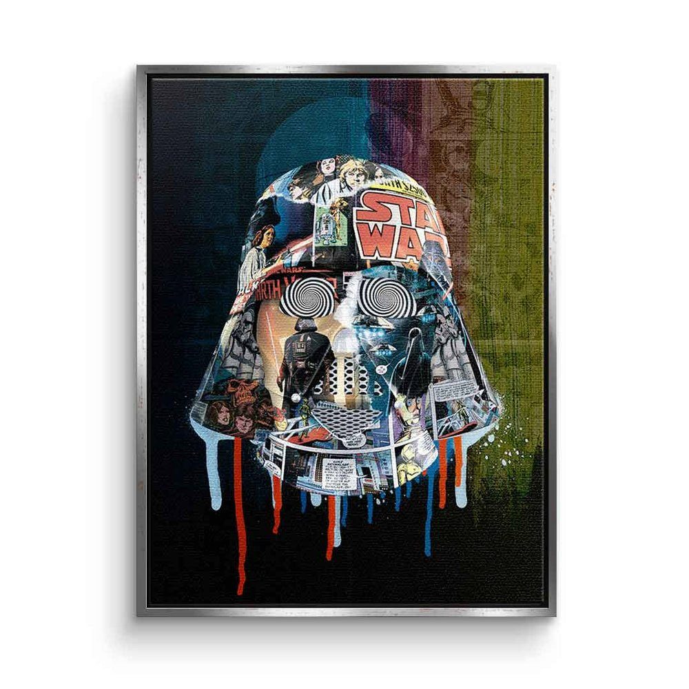 DOTCOMCANVAS® Leinwandbild Dark Side, Star Wars Darth Vader Leinwandbild Dark Side Pop Art Collage silberner Rahmen