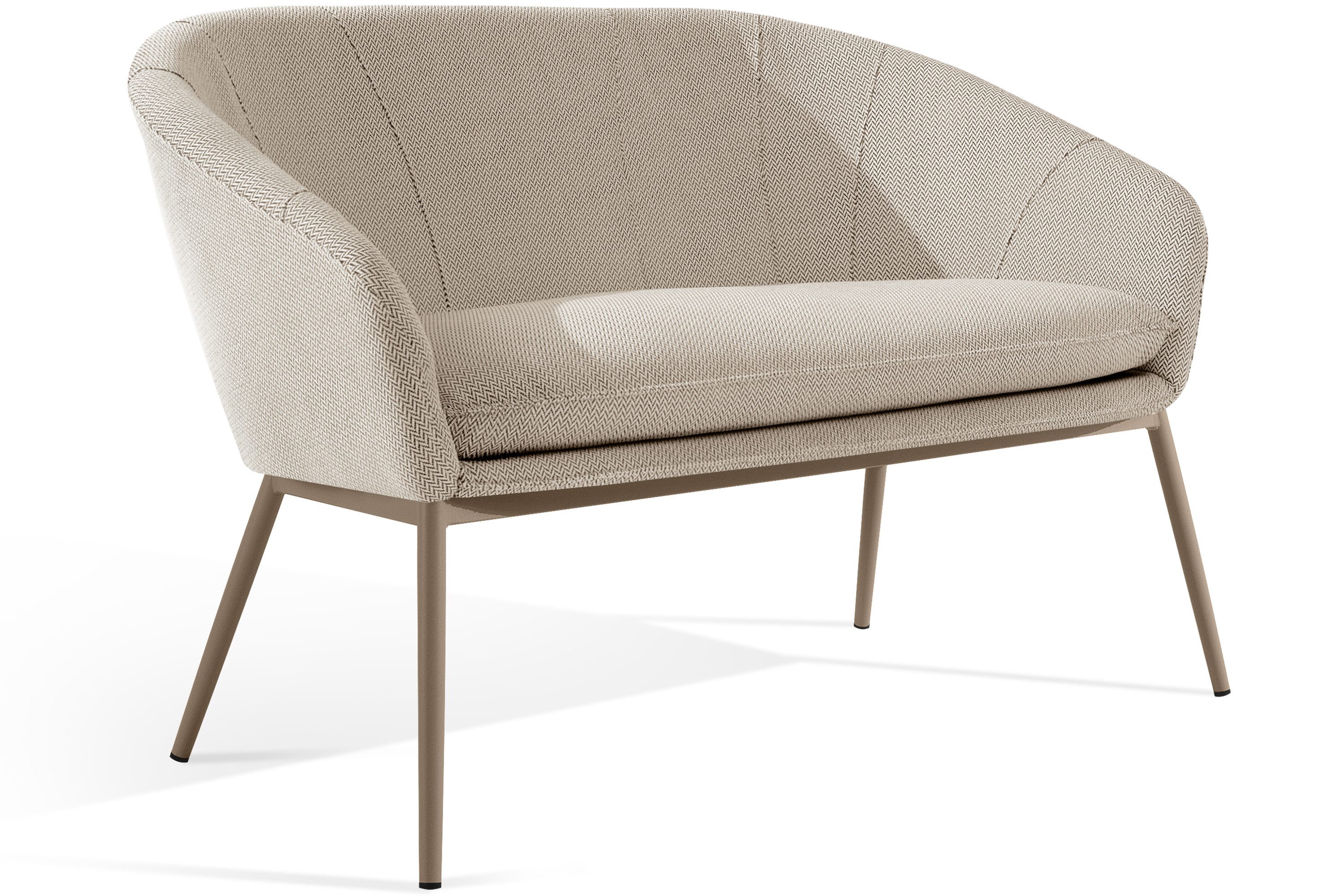 KONSIMO® Loungesofa SOLIS Gartensofa, Gartenmöbel, Sofa 2-Sitzer, hergestellt in der EU, (B) 118 cm (H) 76 cm (T) 66 cm, wasserabweisender Stoff, Modern, weiß Gestell