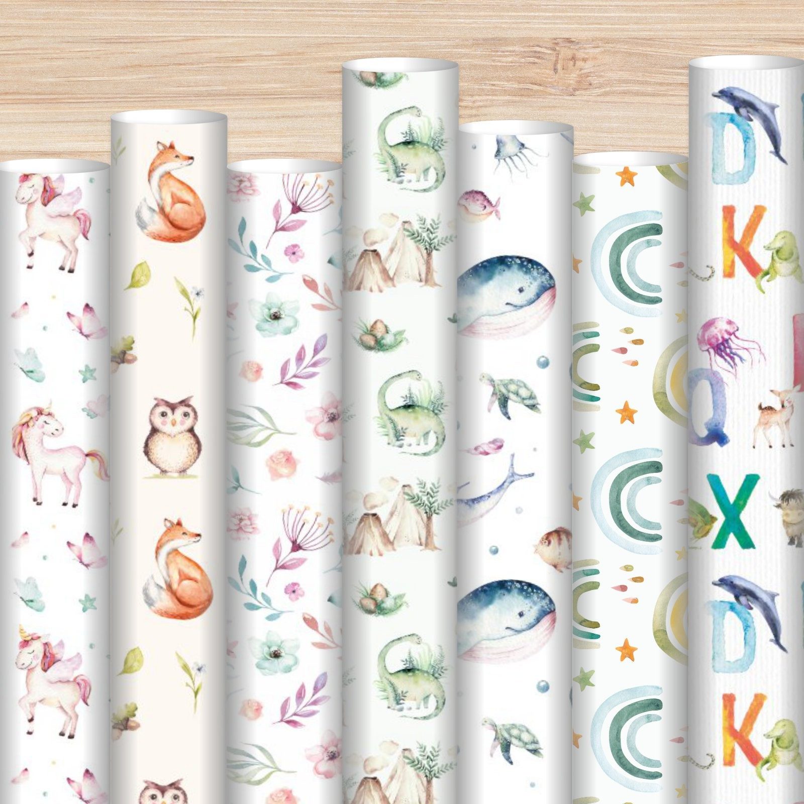 nikima Geschenkpapier 5 Bögen Geschenkpapier Regenbogen - 1,60€/qm- 84,1 x 59,4 cm, 5 Bögen
