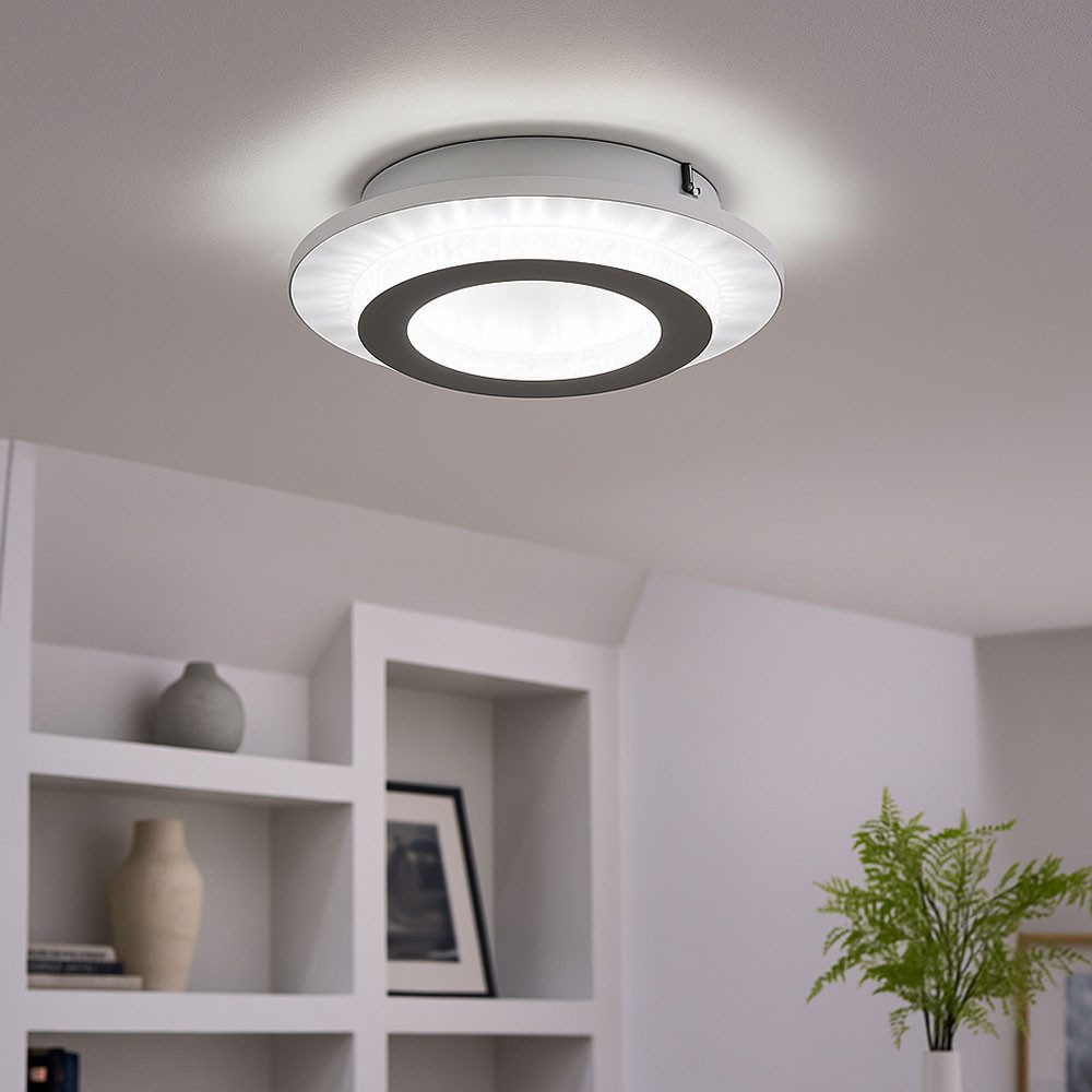 GLOBO LIGHTING LED Deckenleuchte, LED-Leuchtmittel fest verbaut, Kaltweiß, Warmweiß, Neutralweiß, Tageslichtweiß, Farbwechsel, Deckenlampe Deckenleuchte LED Kristalle Wohnzimmerlampe grau weiß 20cm