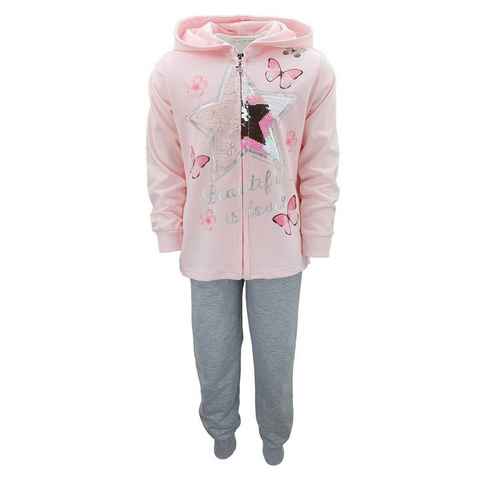 Girls Fashion Jogginganzug 3tlg. Freizeitset, Jacke + Shirt + Hose, R16-MF3305