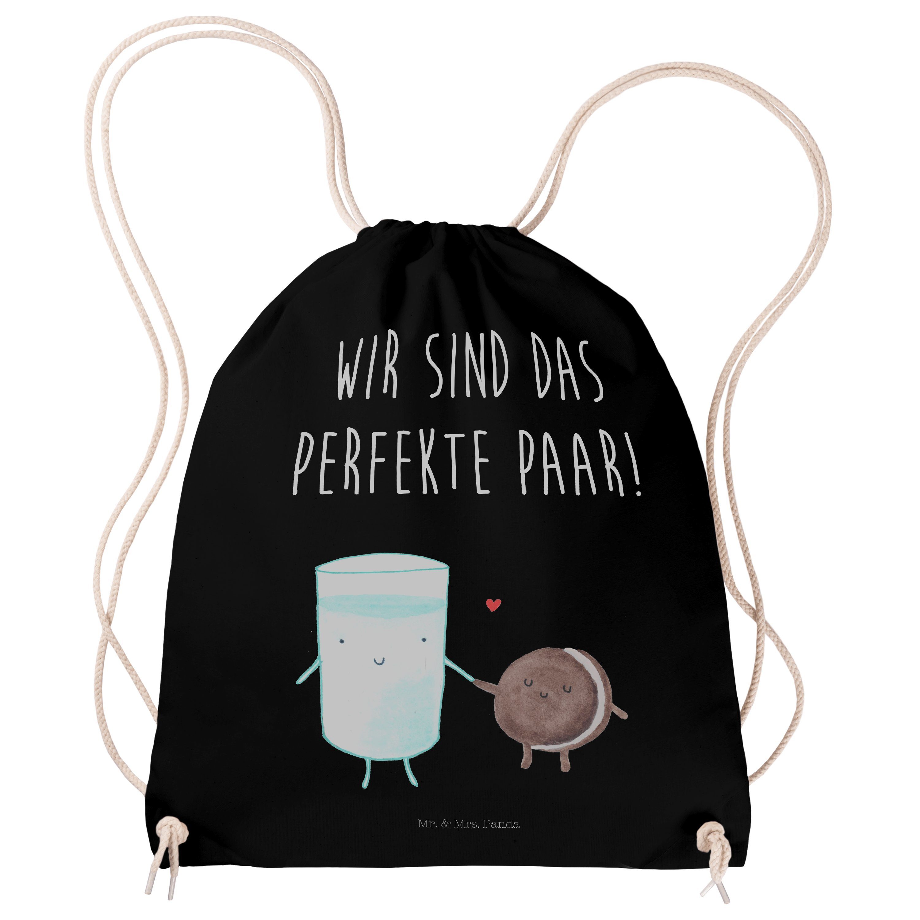 Mr. & Mrs. Panda Sporttasche Milch & Keks - Schwarz - Geschenk, Tiere, Sporttasche, lustige Sprüch (1-tlg)