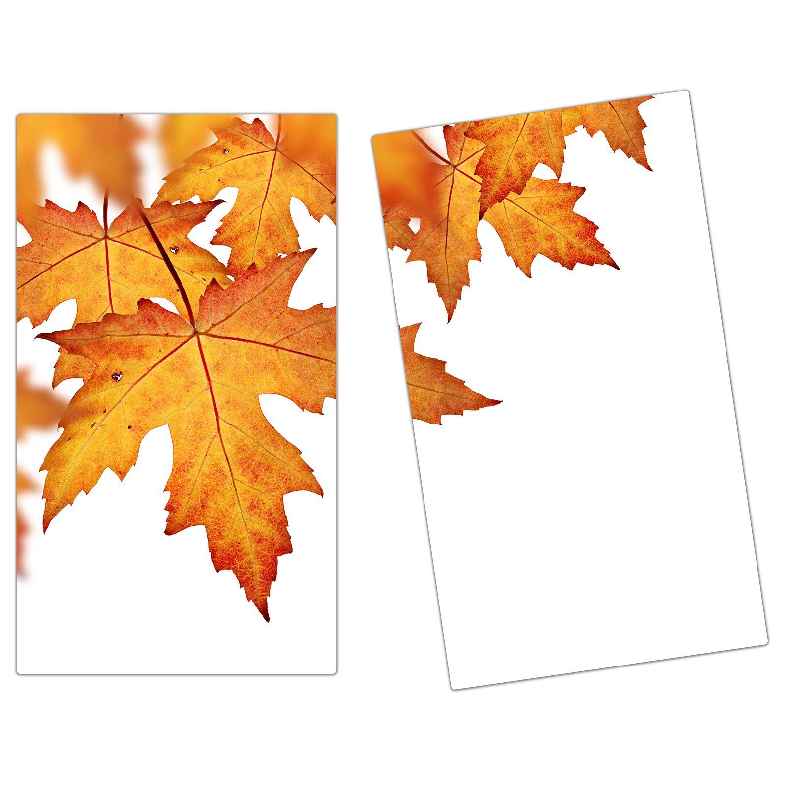 Spritzschutz Glas Orange Glas, Herd-Abdeckplatte Herbstblätter, aus tlg) (2 Herdabdeckplatte Primedeco