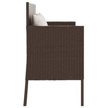 vidaXL Gartenbank Gartenbank mit Kissen Braun Poly Rattan (1-St)